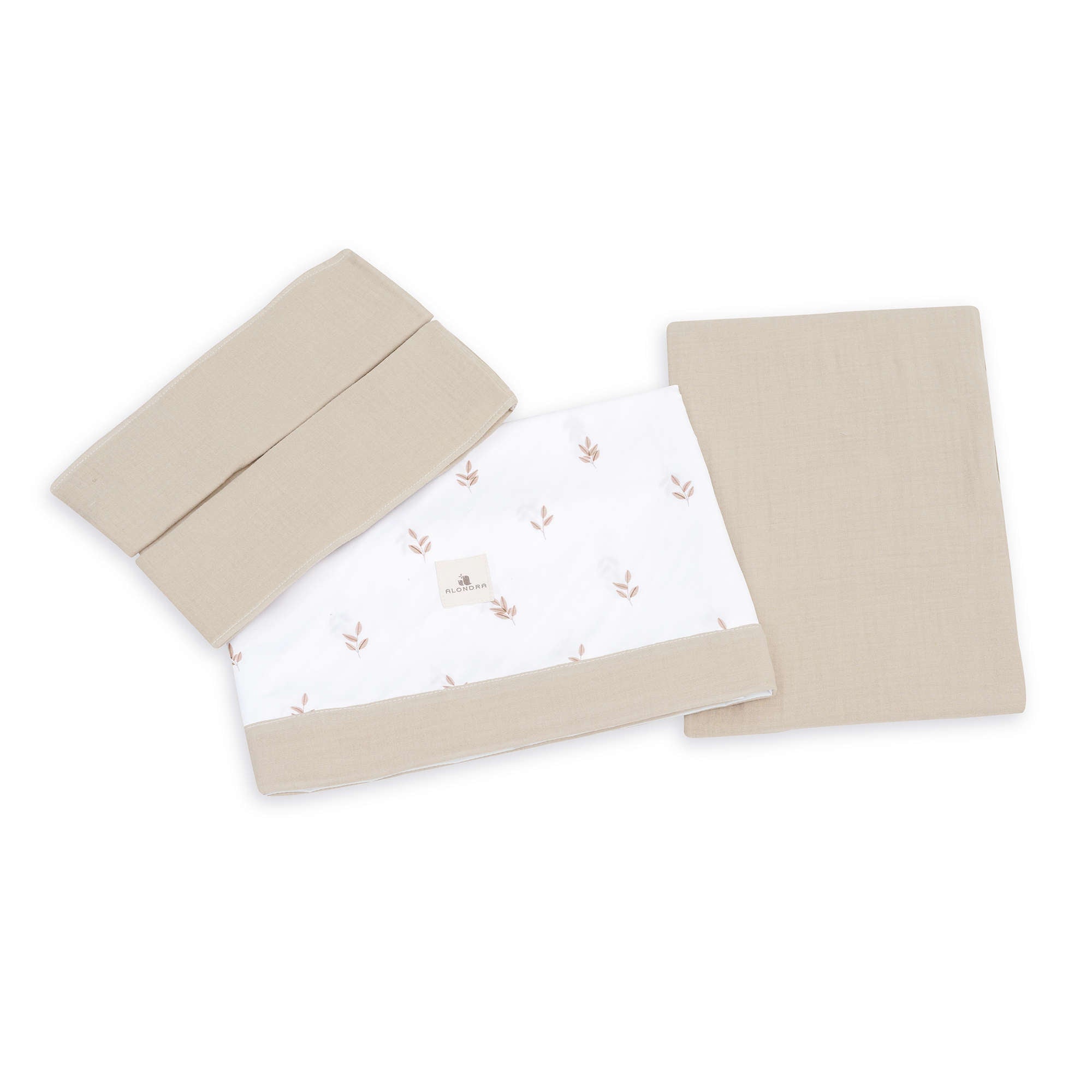 Juego de sábanas minicuna 60x80/55x70 cm hojas beige · Nandina 616A-116