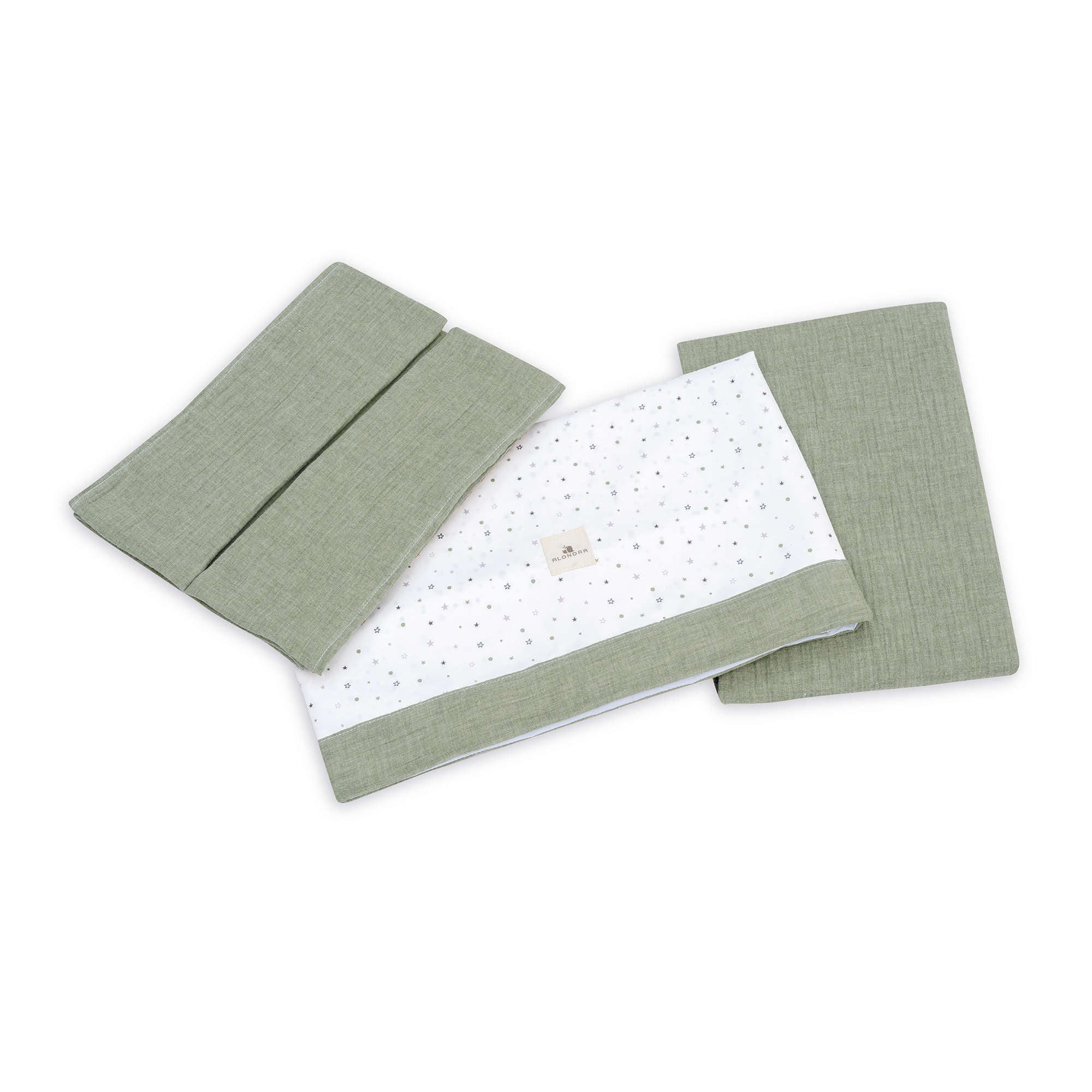Juego de sábanas cuna/cama 70x140 cm en verde-oliva · Mist 632A-156