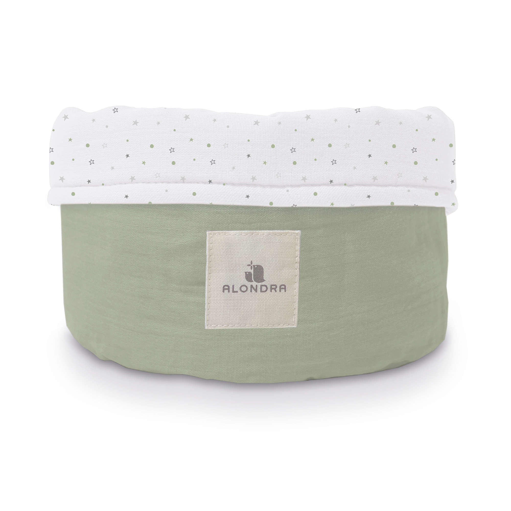 Cesta almacenaje infantil redonda verde con estrellitas · Mist 614-156