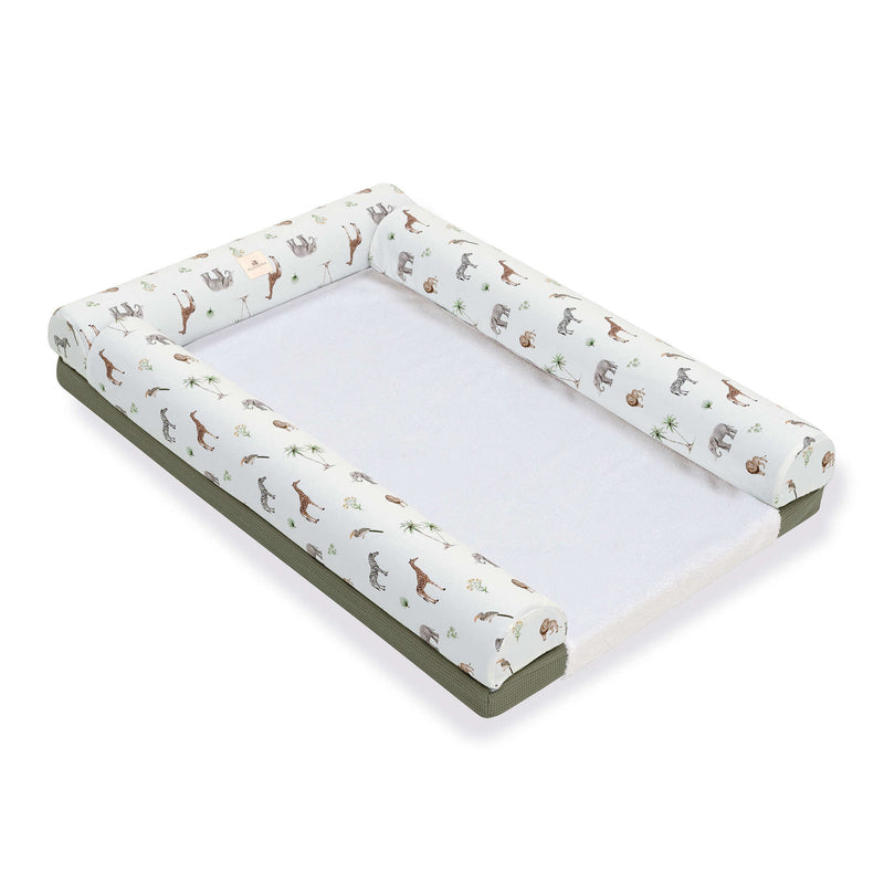 Cambiador bebé de 60x90 cm en blanco con estampado de animales de jungla