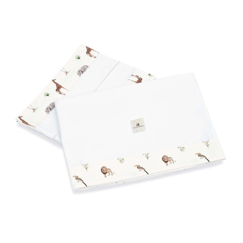 Sábanas infantiles cuna 70x140cm con estampado de jungla verde-oliva