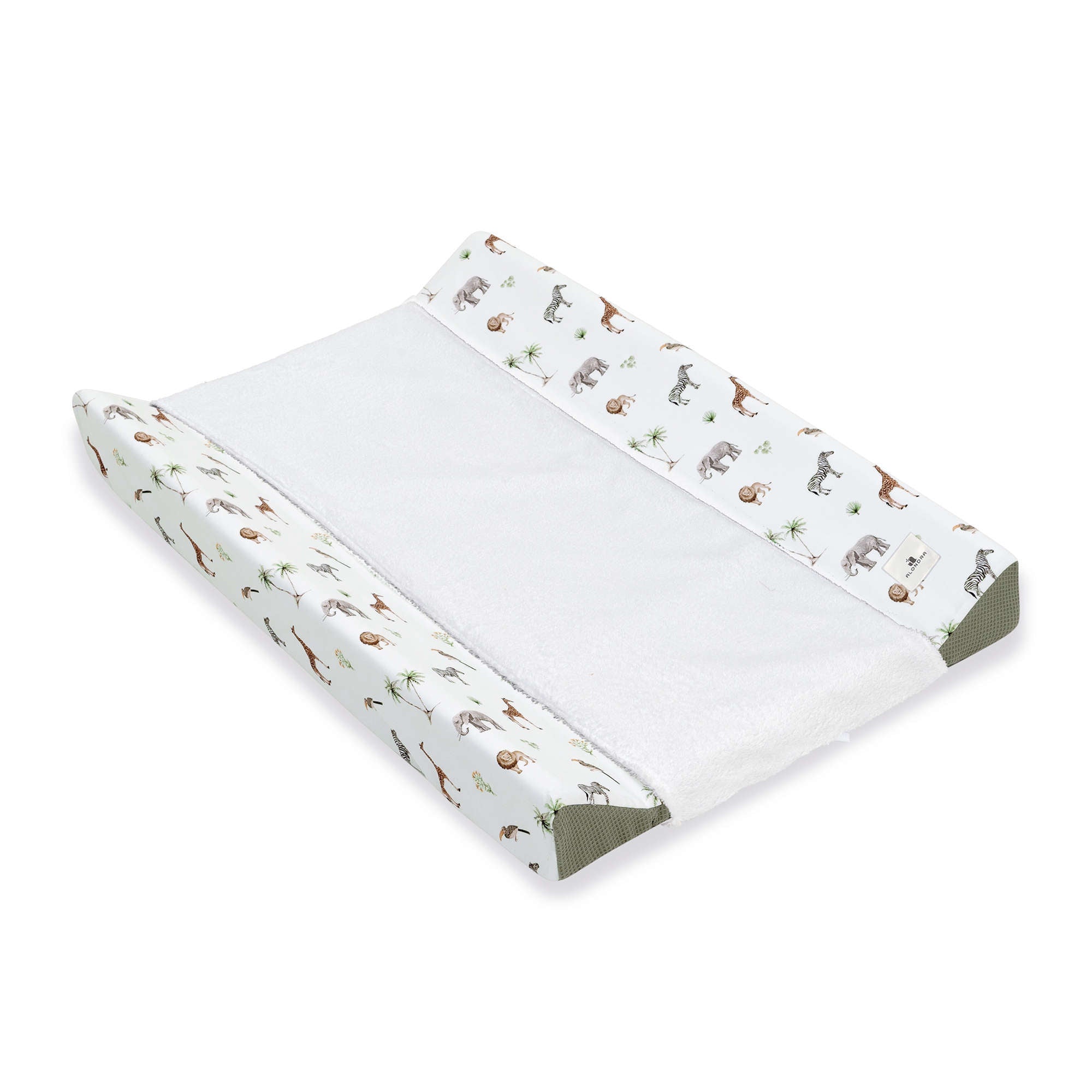 Funda de cambiador bebé en blanco 80x50 cm con estampado de animales jungla