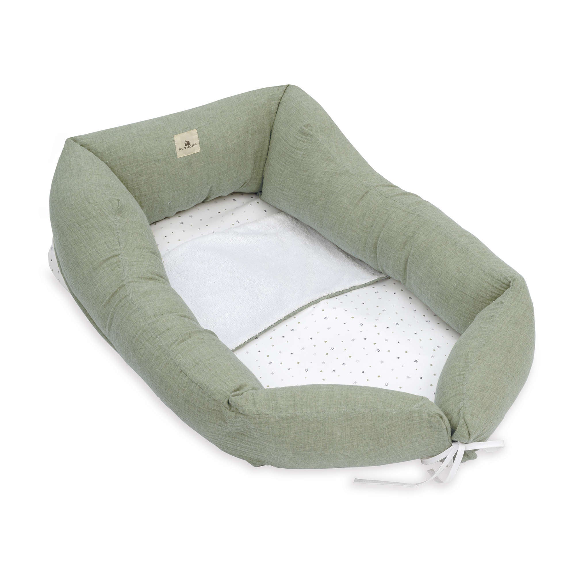 Nido colecho bebés (con cuña) verde-oliva · Mist 666C-156