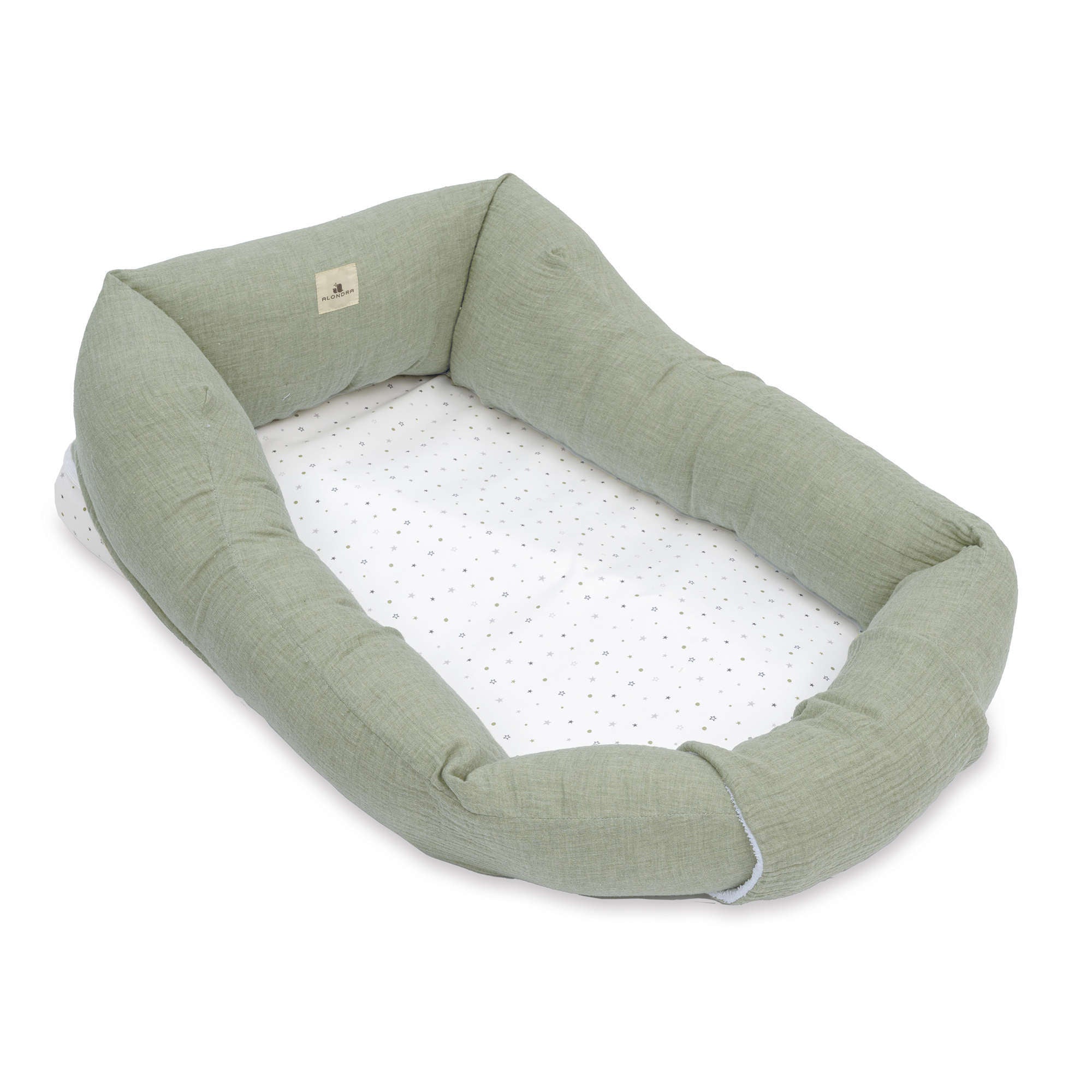 Nido colecho bebés (con cuña) verde-oliva · Mist 666C-156