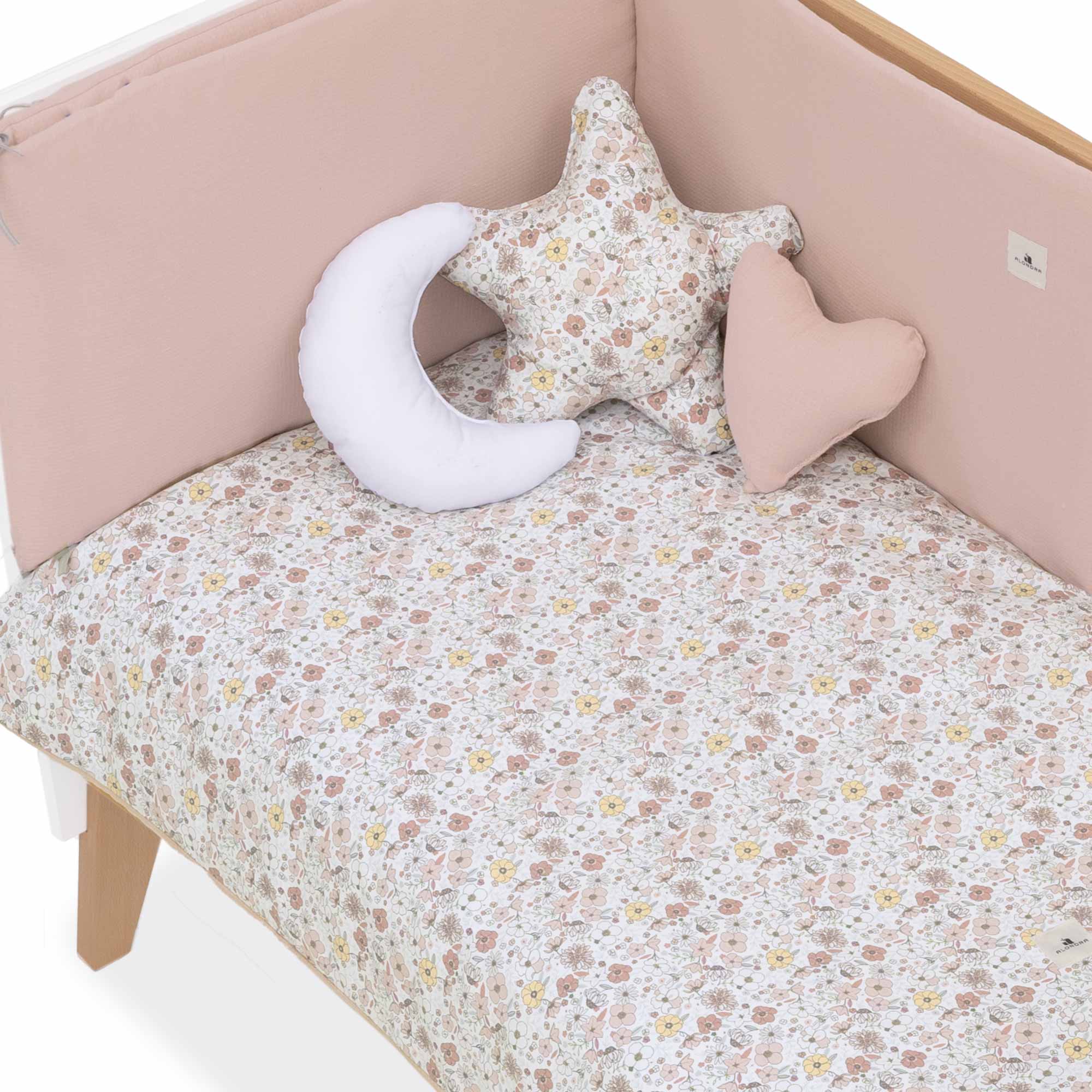 Protector cuna 60x120 cm (desenfundable) rosa pastel · Liberty 607A-132