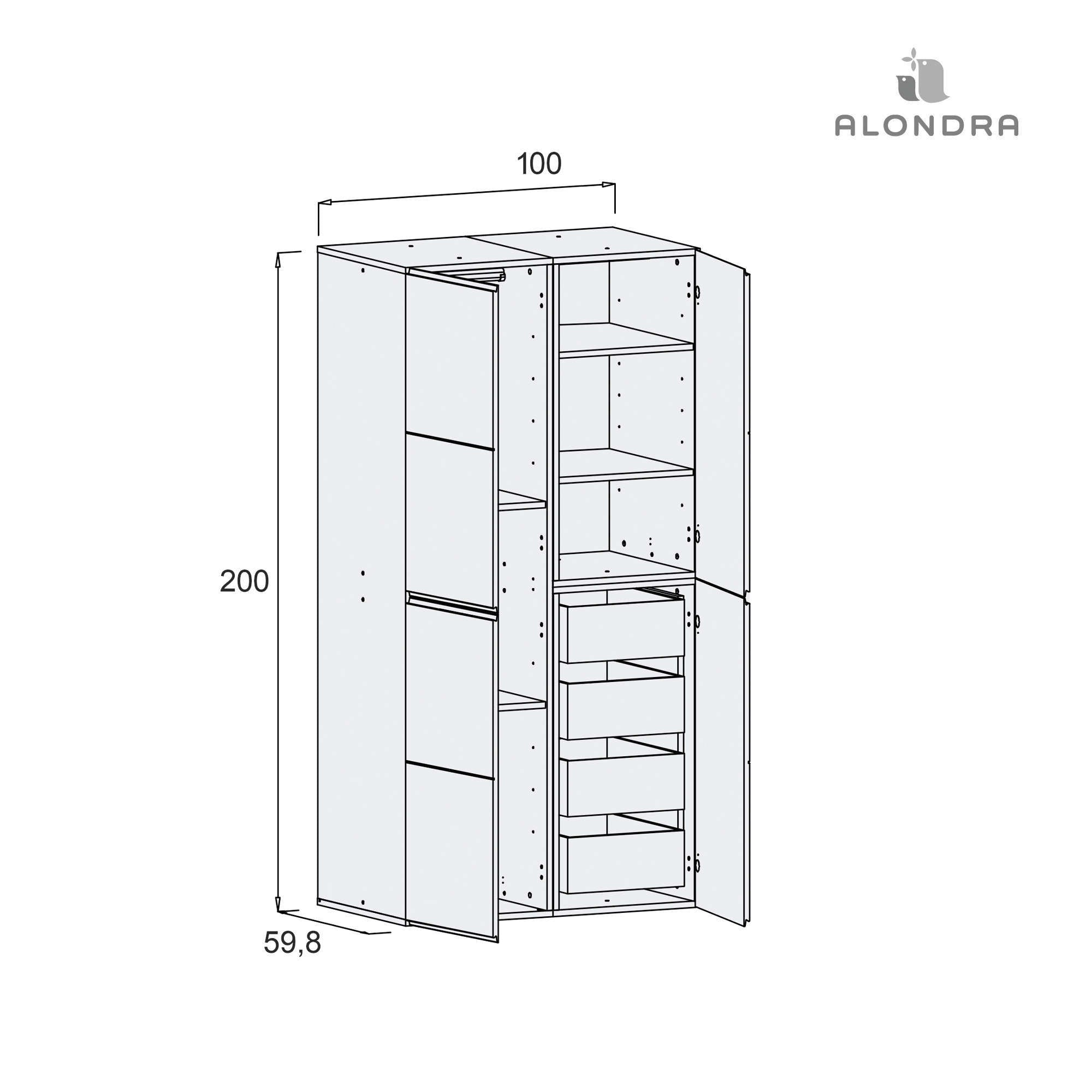 Armario infantil de 3 módulos (100 cm) · Modular A3014CE