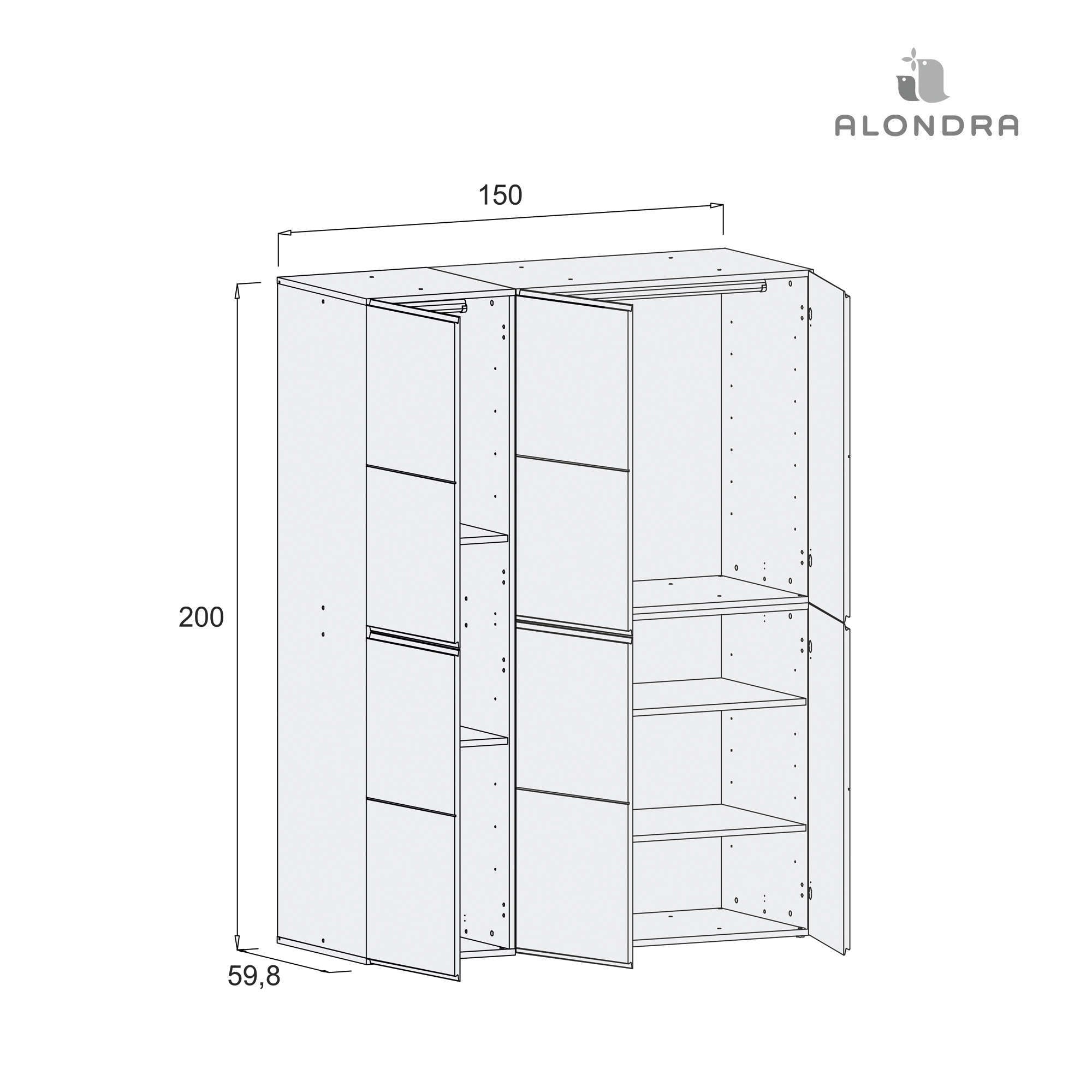 Armario infantil de 6 módulos (150 cm) · Modular A3016BE