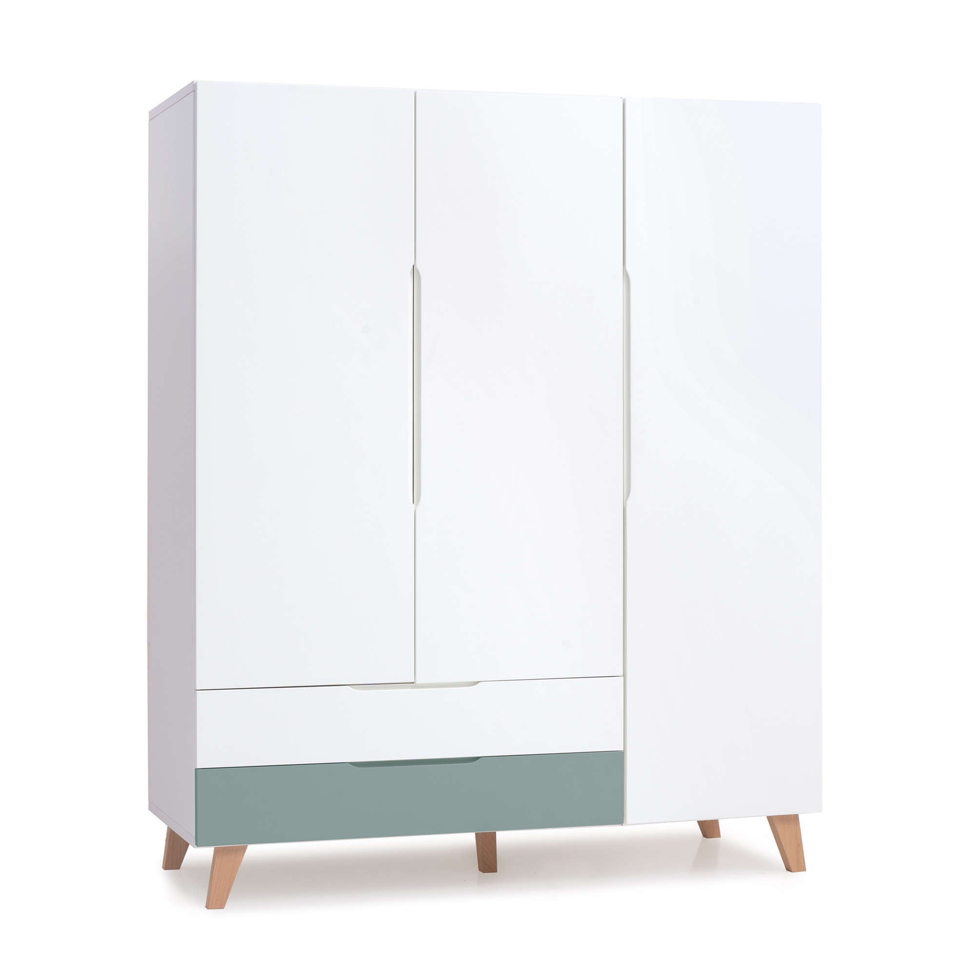 Dormitorio infantil grande en blanco, madera y verde eucalipto · Lifestyle Plus+ Eucalypto