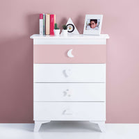 Bañera-cómoda para bebés en blanco con pomos en motivos infantiles