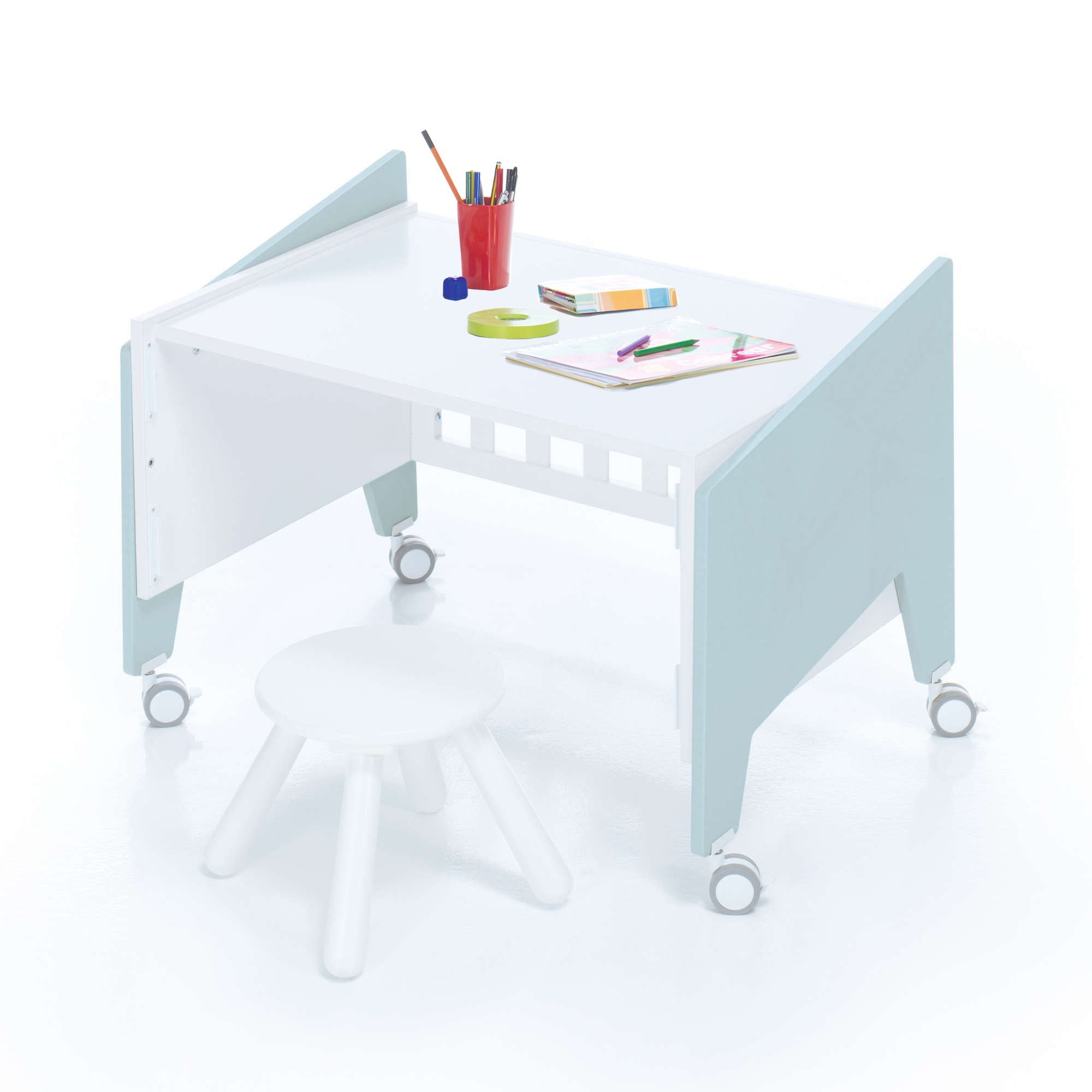 Minicuna de colecho 50x80 cm para bebé (5en1) blanca/verde-menta · Equo