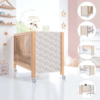 Cuna 60x120 cm madera con vinilo flores rosa · Ombra Liberty C167V-M9577-132