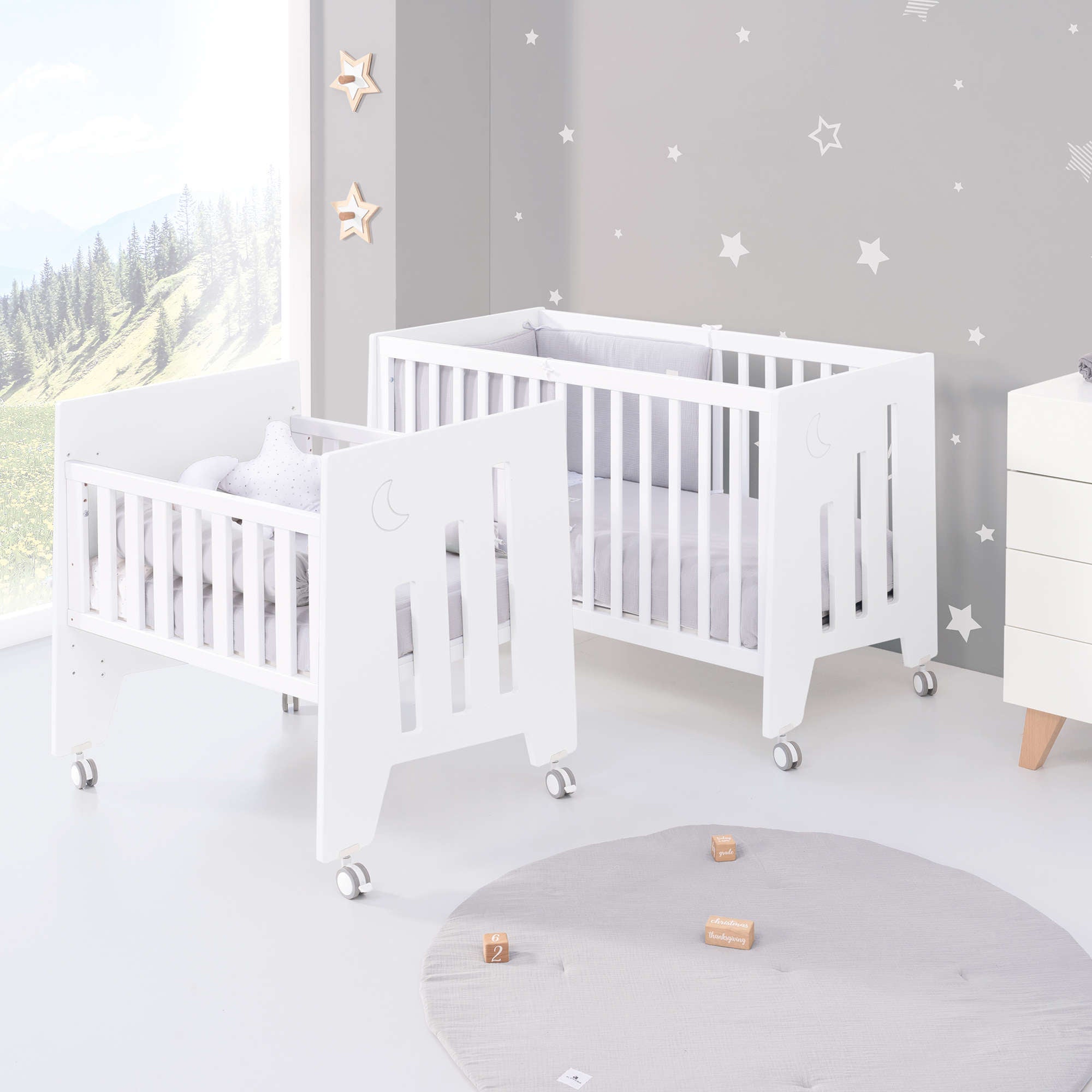 Minicuna 60x80 cm y cuna 60x120 cm (7en1) blanca · Omni Tre White C181T-M7700