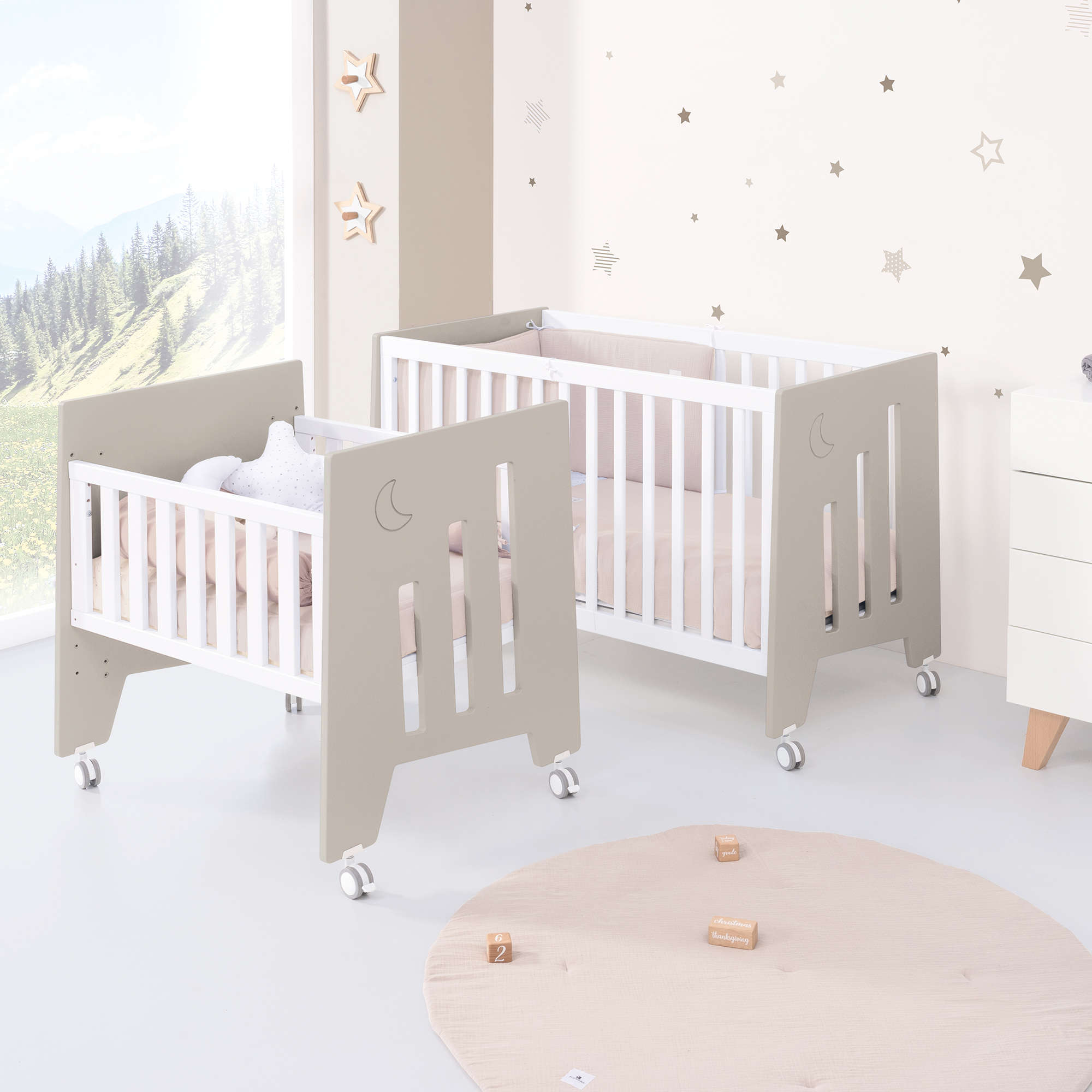 Minicuna 60x80 cm y cuna 60x120 cm (7en1) beige · Omni Tre Arena C181T-M7753