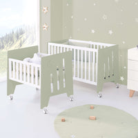 Minicuna 60x80 cm y cuna 60x120 cm (7en1) verde-oliva · Omni Tre Erba C181T-M7756