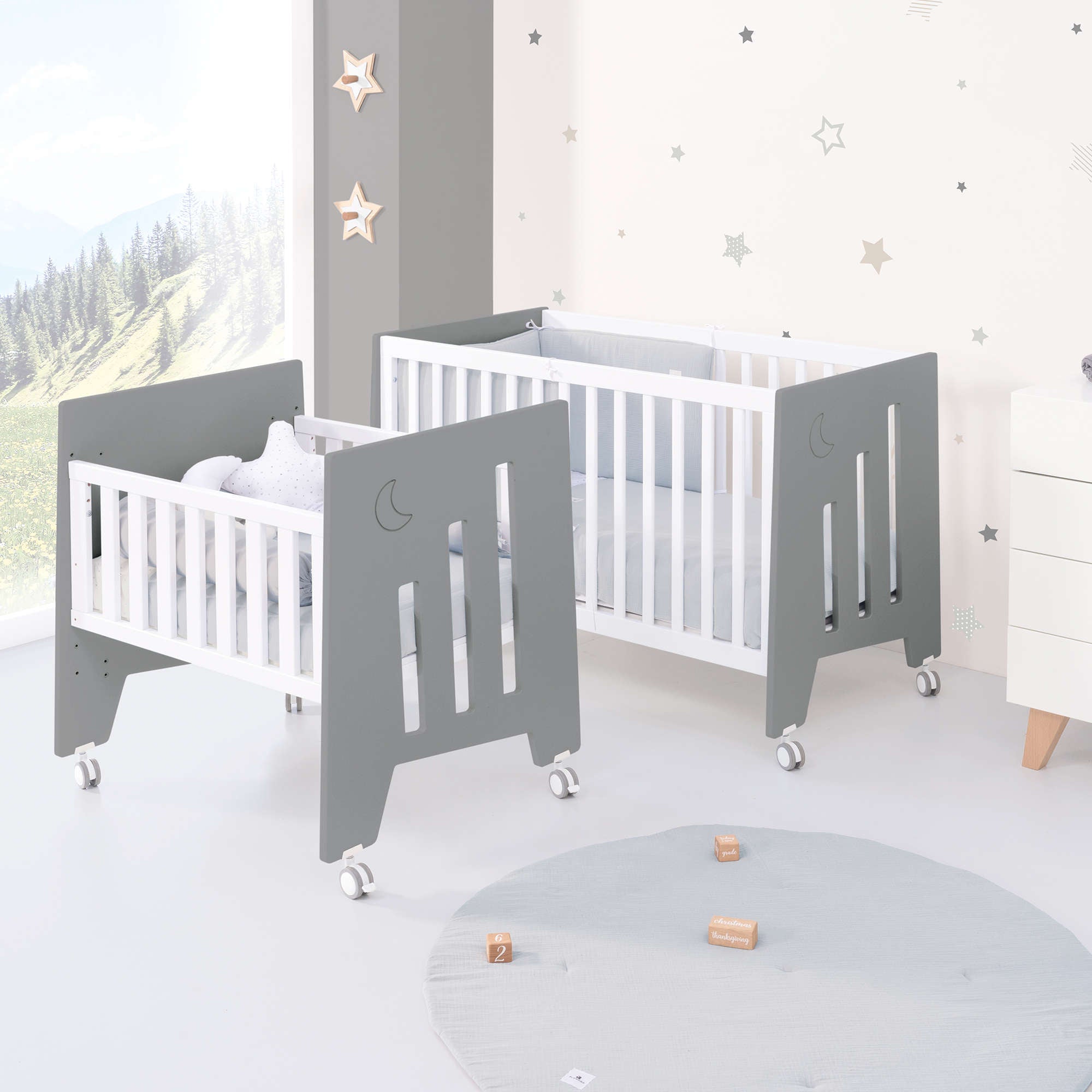 Minicuna 60x80 cm y cuna 60x120 cm (7en1) antracita · Omni Tre Antracita C181T-M7758