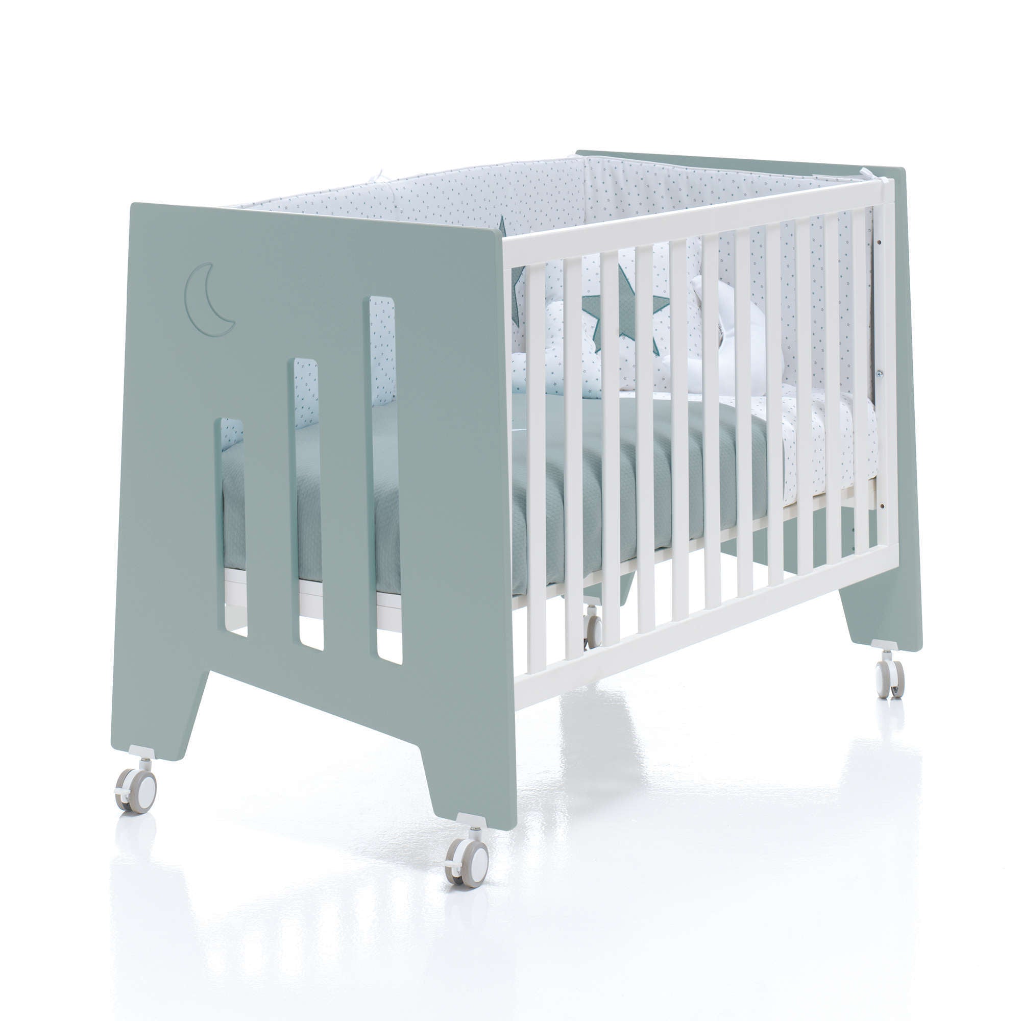 Minicuna 60x80 cm y cuna 60x120 cm (7en1) verde eucalipto · Omni Tre Eucalyptus C181T-M7757