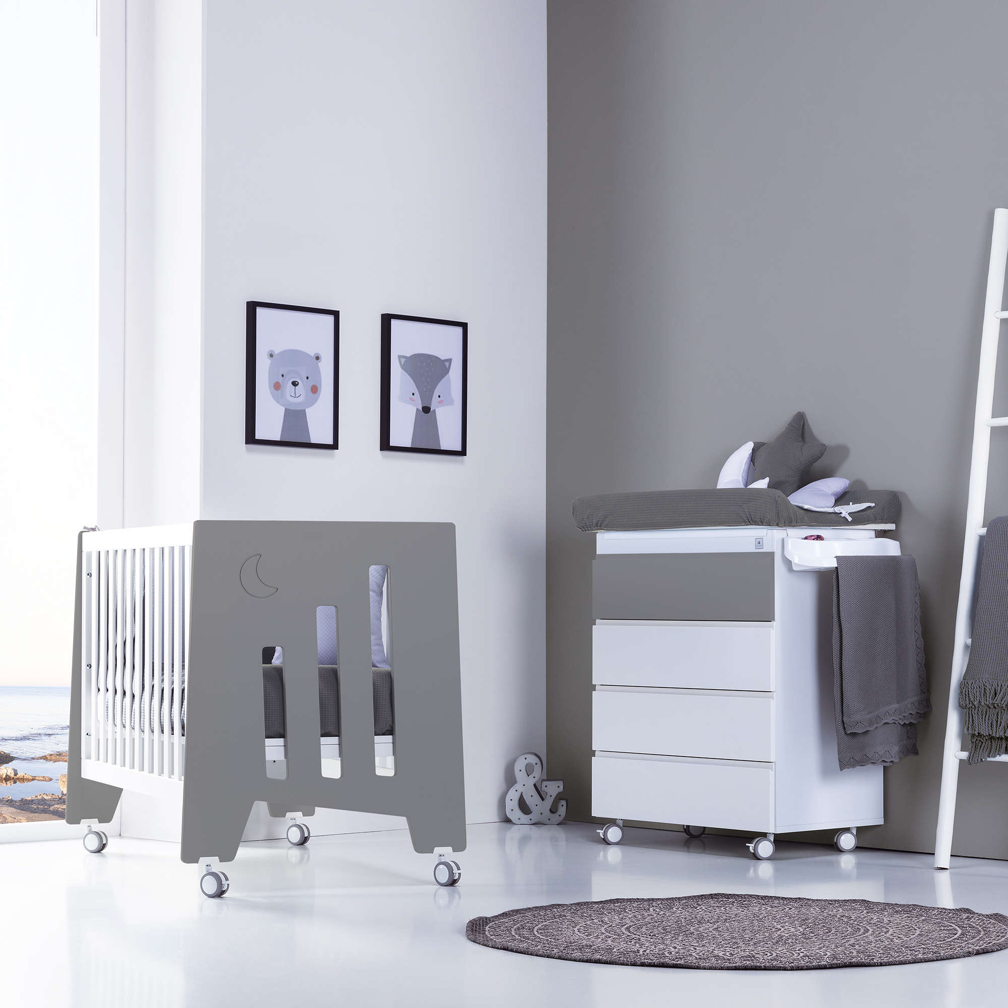 Cuna colecho 60x120 cm (5en1) blanco/antracita · Omni Due Antracita C181D-M7758