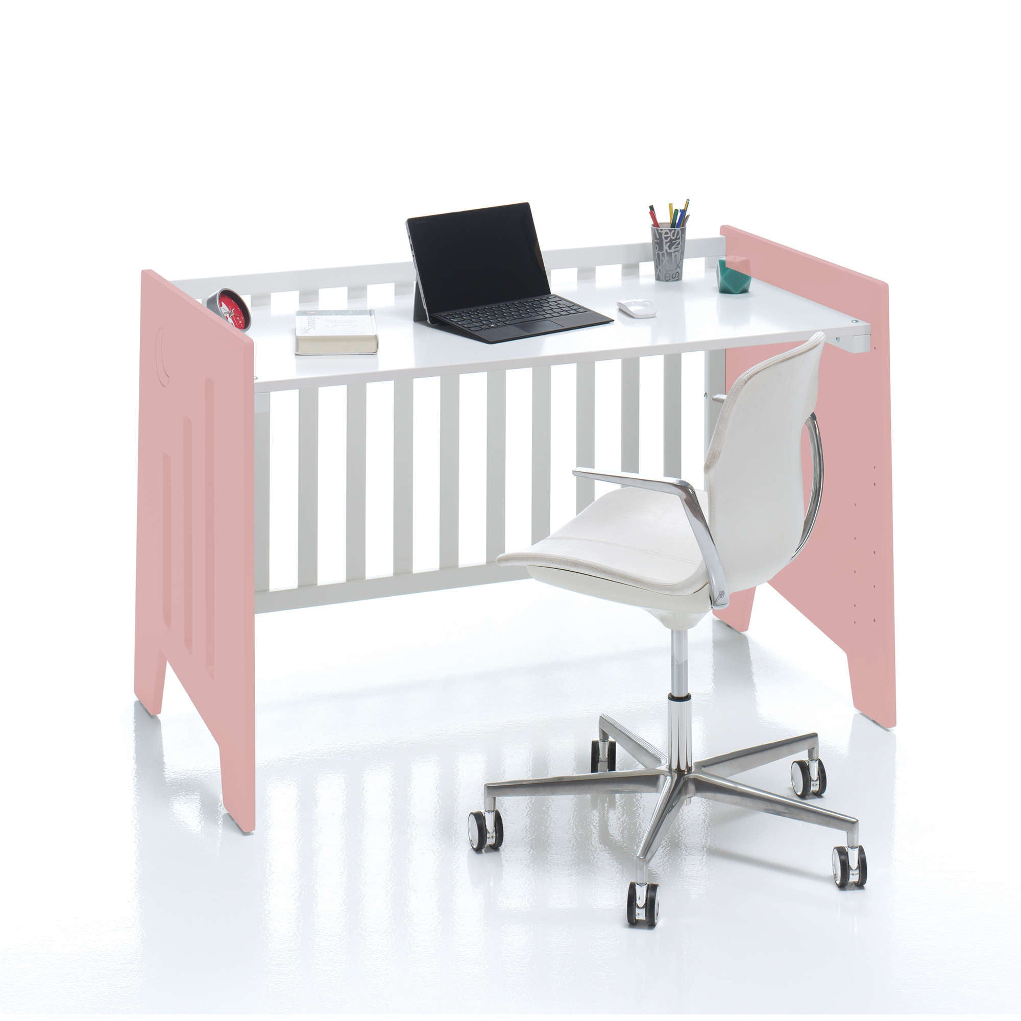 Cuna colecho 60x120 cm (5en1) rosa/blanco · Omni Due Quarzo C181D-M7759