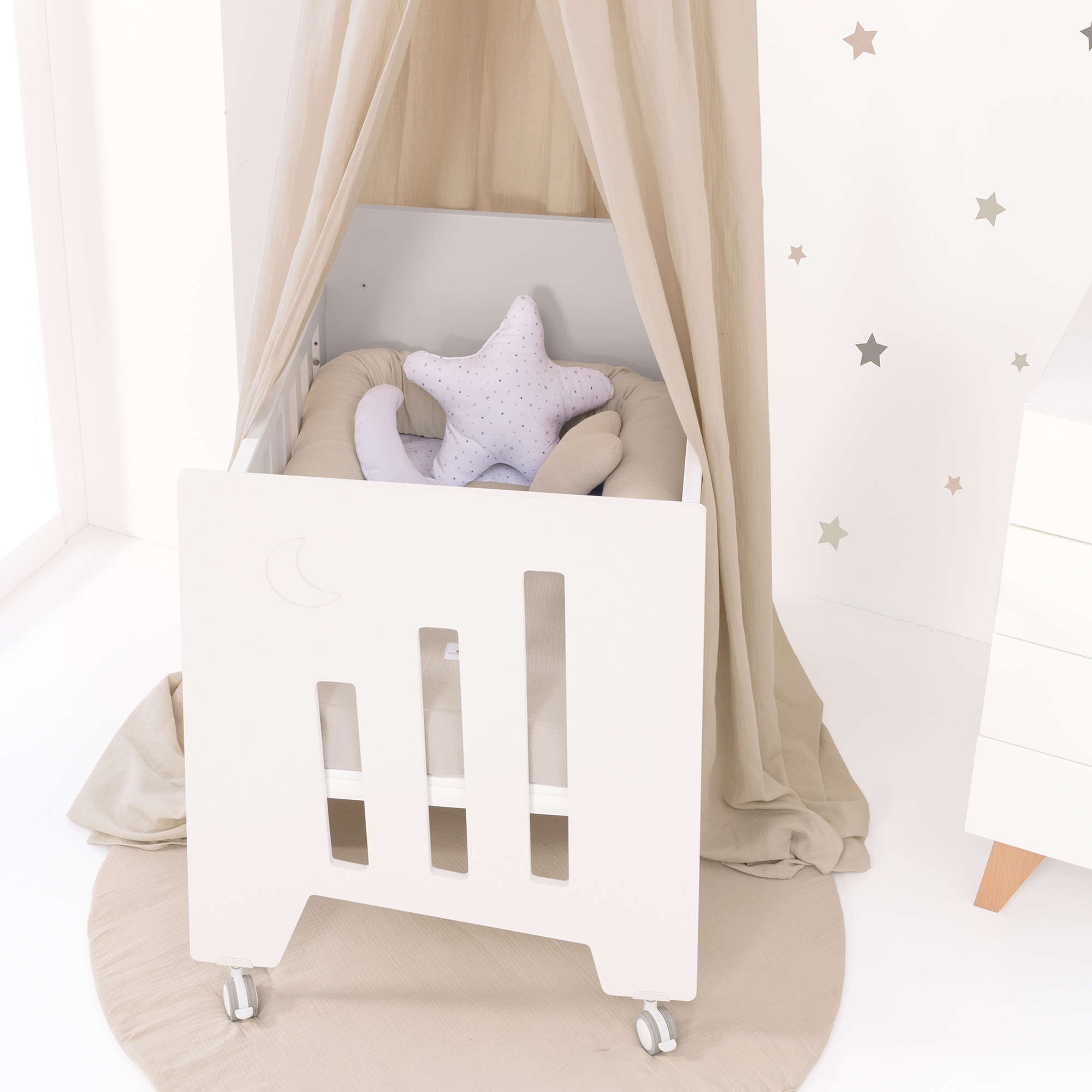 Minicuna de colecho (5en1) con ruedas 60x80 cm blanca · Omni Uno White C181A-M7700