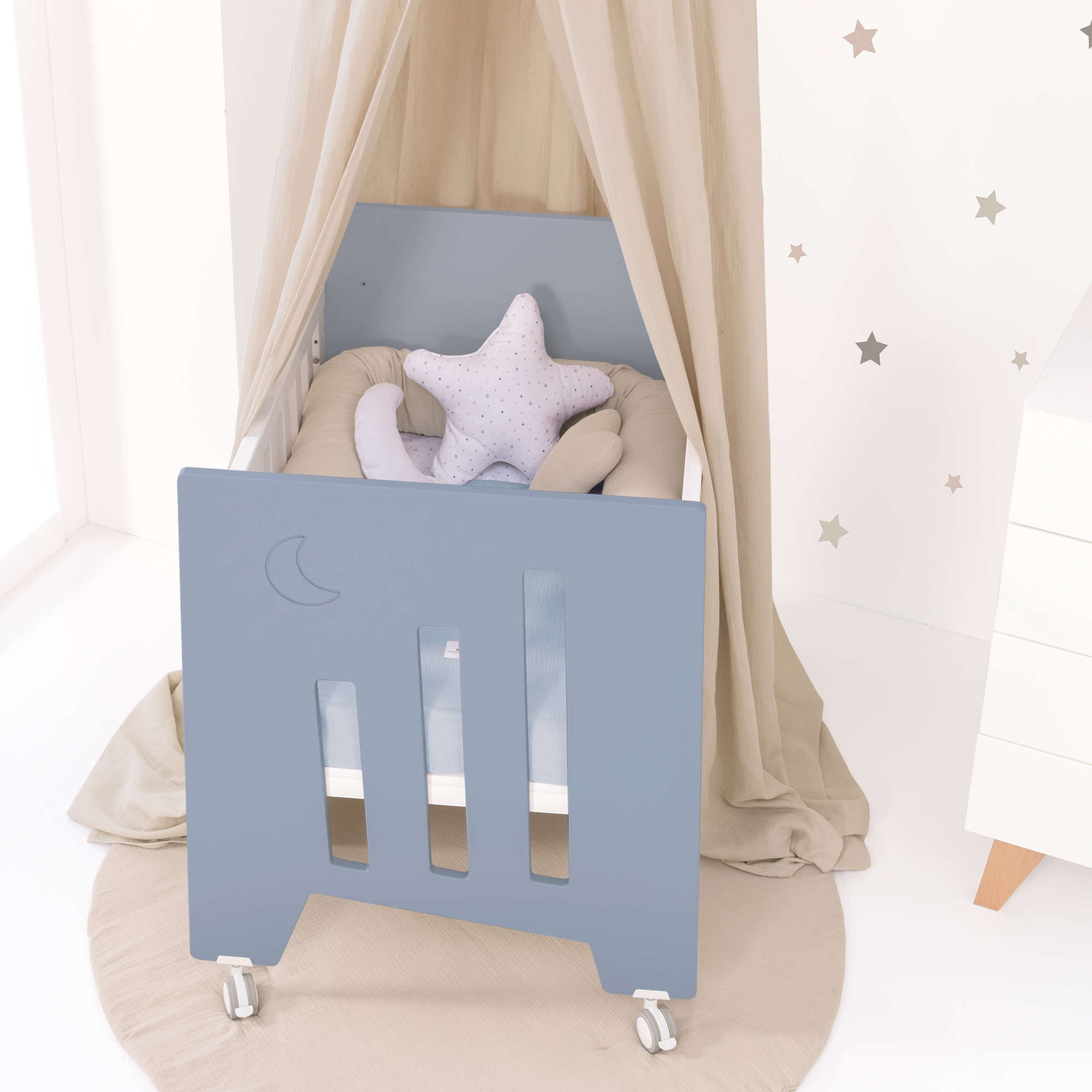 Minicuna de colecho (5en1) con ruedas 60x80 cm azul · Omni Uno Blue denim C181A-M7741