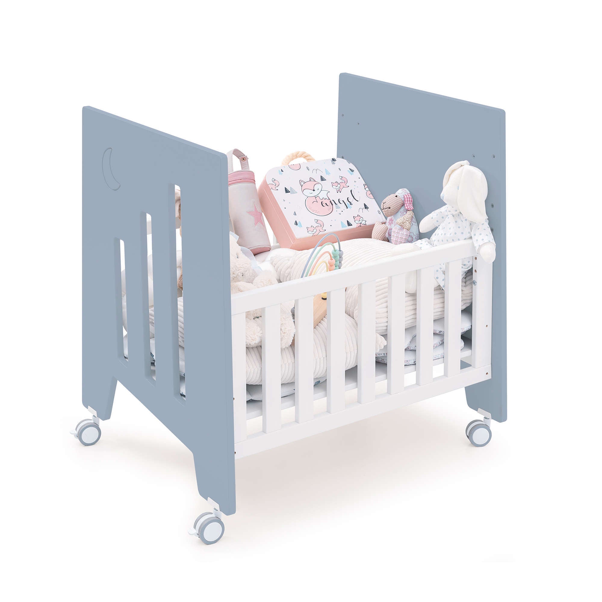 Minicuna de colecho (5en1) con ruedas 60x80 cm azul · Omni Uno Blue denim C181A-M7741