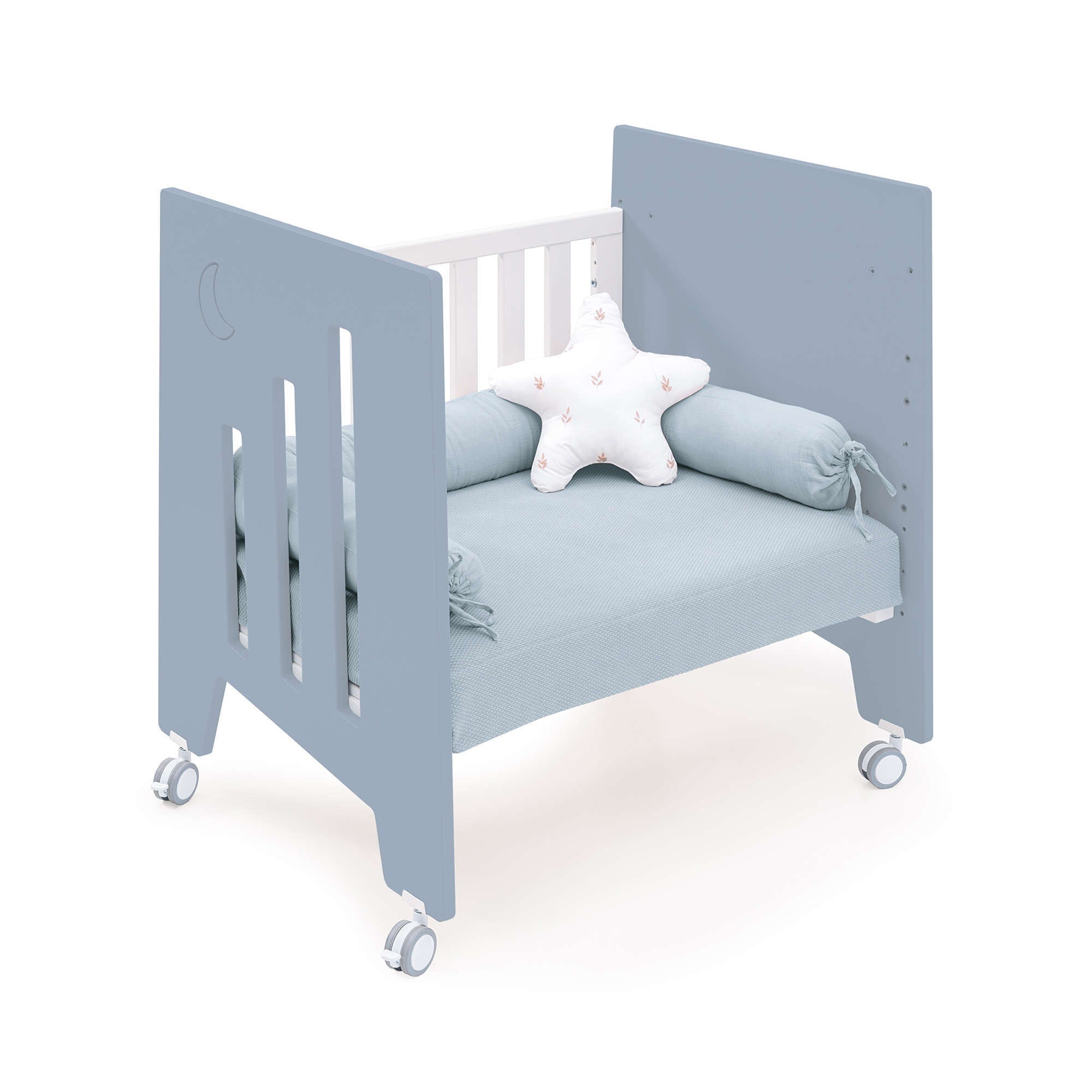 Minicuna de colecho (5en1) con ruedas 60x80 cm azul · Omni Uno Blue denim C181A-M7741