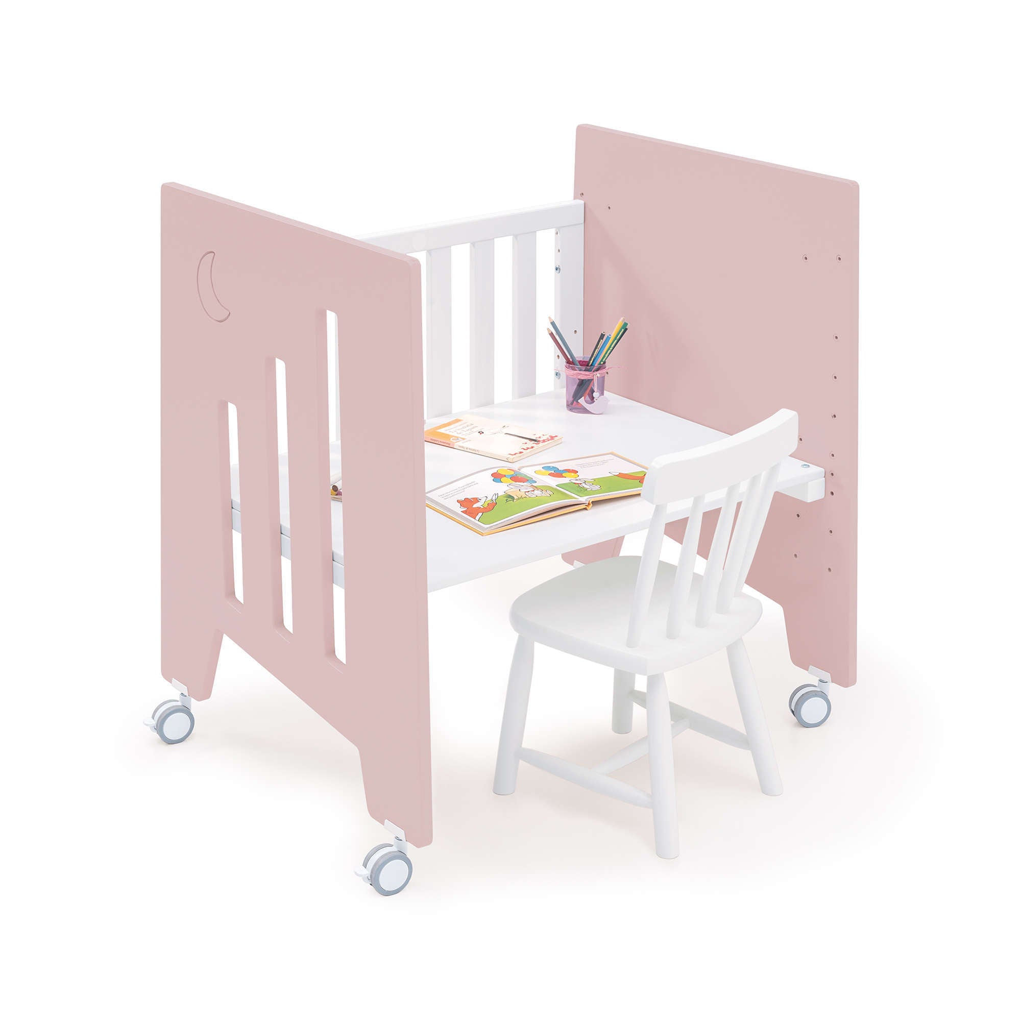 Minicuna 60x80 cm y cuna 60x120 cm (7en1) rosa claro · Omni Tre Flamingo C181T-M7742