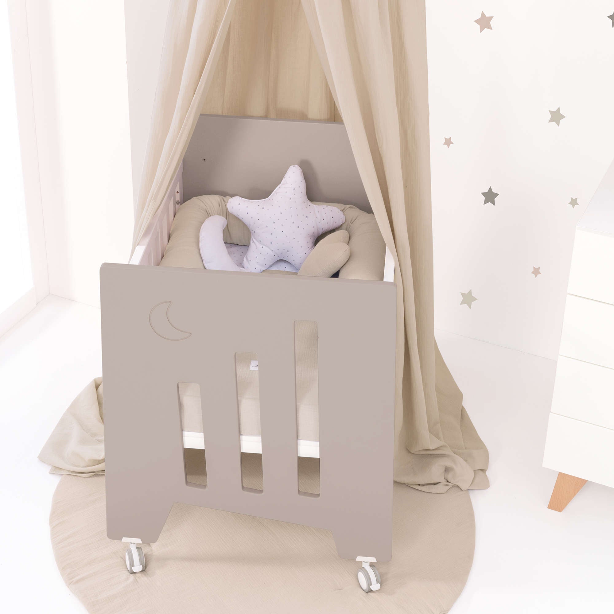 Minicuna colecho (5en1) con ruedas 60x80 cm beige · Omni Uno Arena C181A-M7753