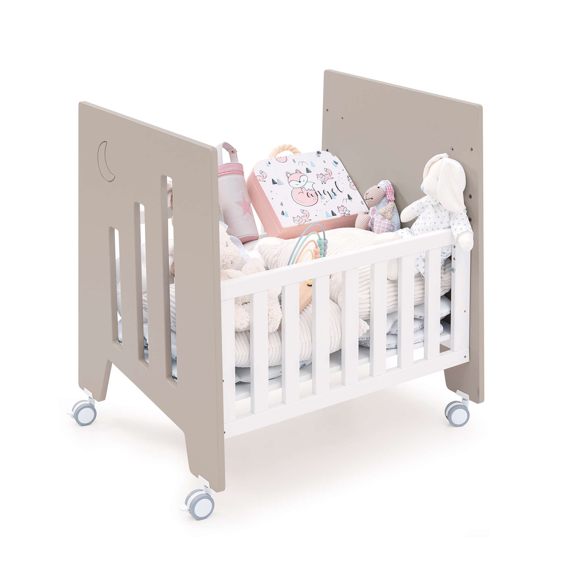 Minicuna colecho (5en1) con ruedas 60x80 cm beige · Omni Uno Arena C181A-M7753