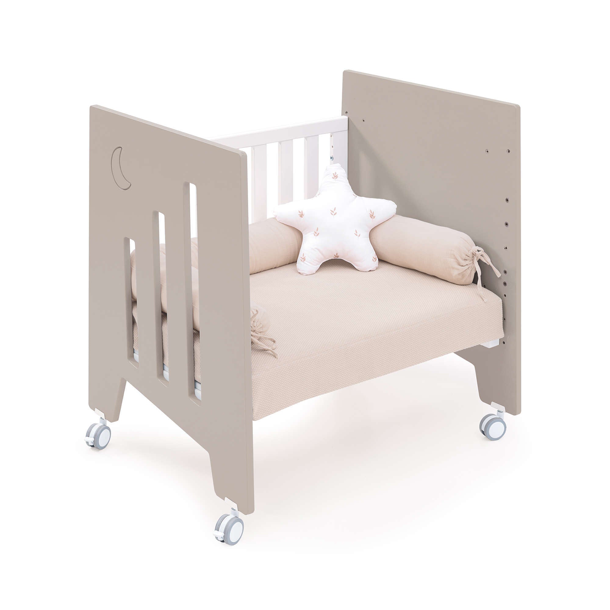 Minicuna colecho (5en1) con ruedas 60x80 cm beige · Omni Uno Arena C181A-M7753