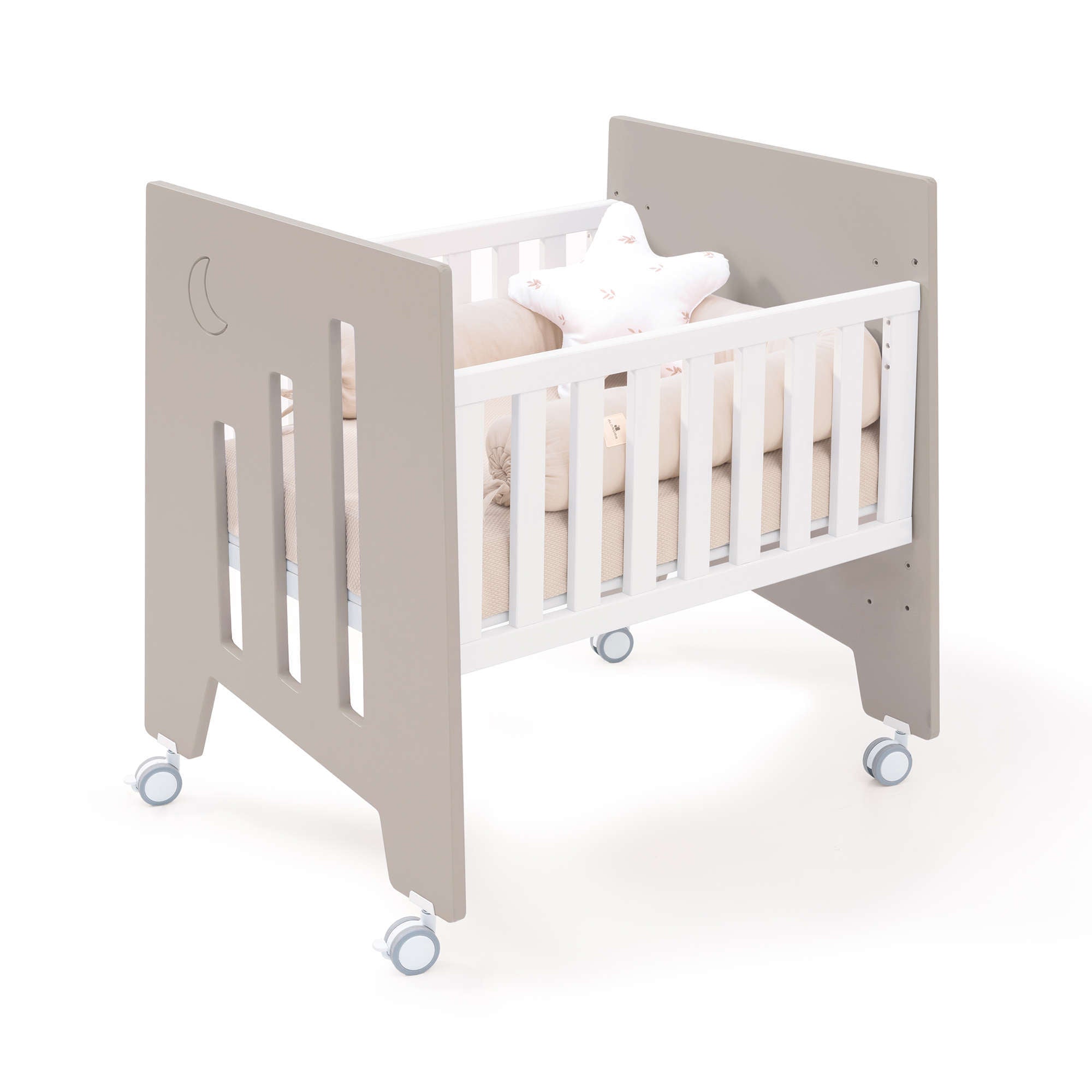 Minicuna colecho (5en1) con ruedas 60x80 cm beige · Omni Uno Arena C181A-M7753