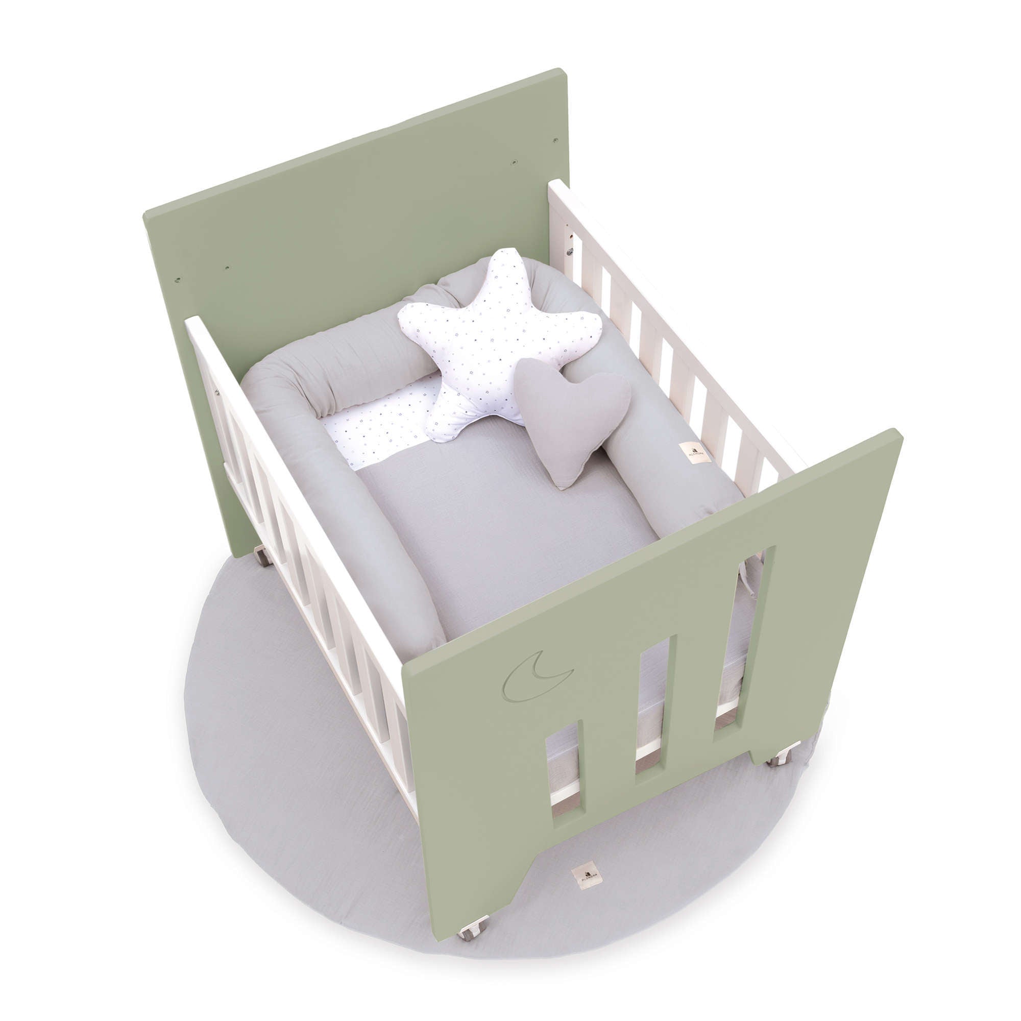 Minicuna colecho (5en1) con ruedas 60x80 cm verde-oliva · Omni Uno Erba C181A-M7756