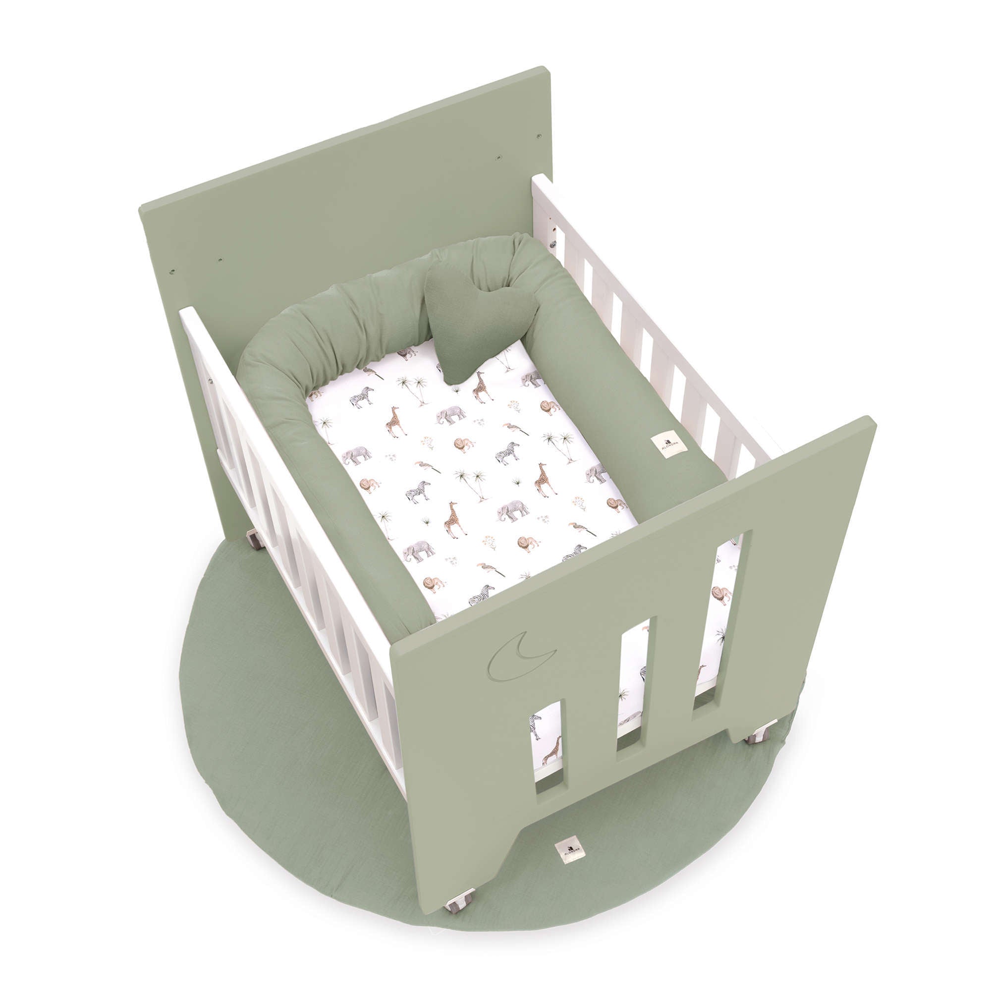 Minicuna colecho (5en1) con ruedas 60x80 cm verde-oliva · Omni Uno Erba C181A-M7756