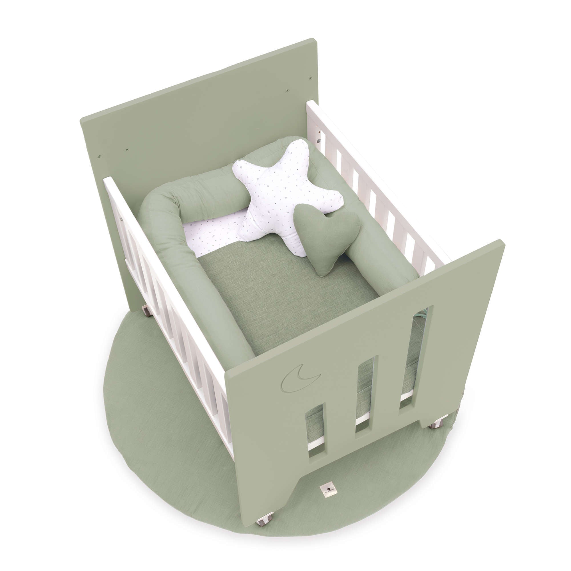 Minicuna colecho (5en1) con ruedas 60x80 cm verde-oliva · Omni Uno Erba C181A-M7756