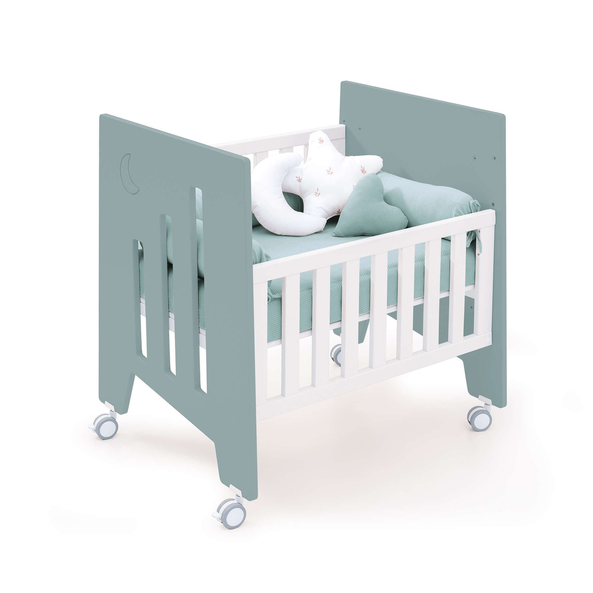 Minicuna 60x80 cm y cuna 60x120 cm (7en1) verde eucalipto · Omni Tre Eucalyptus C181T-M7757