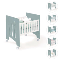 Minicuna colecho (5en1) con ruedas 60x80 cm verde eucalipto · Omni Uno Eucalyptus C181A-M7757