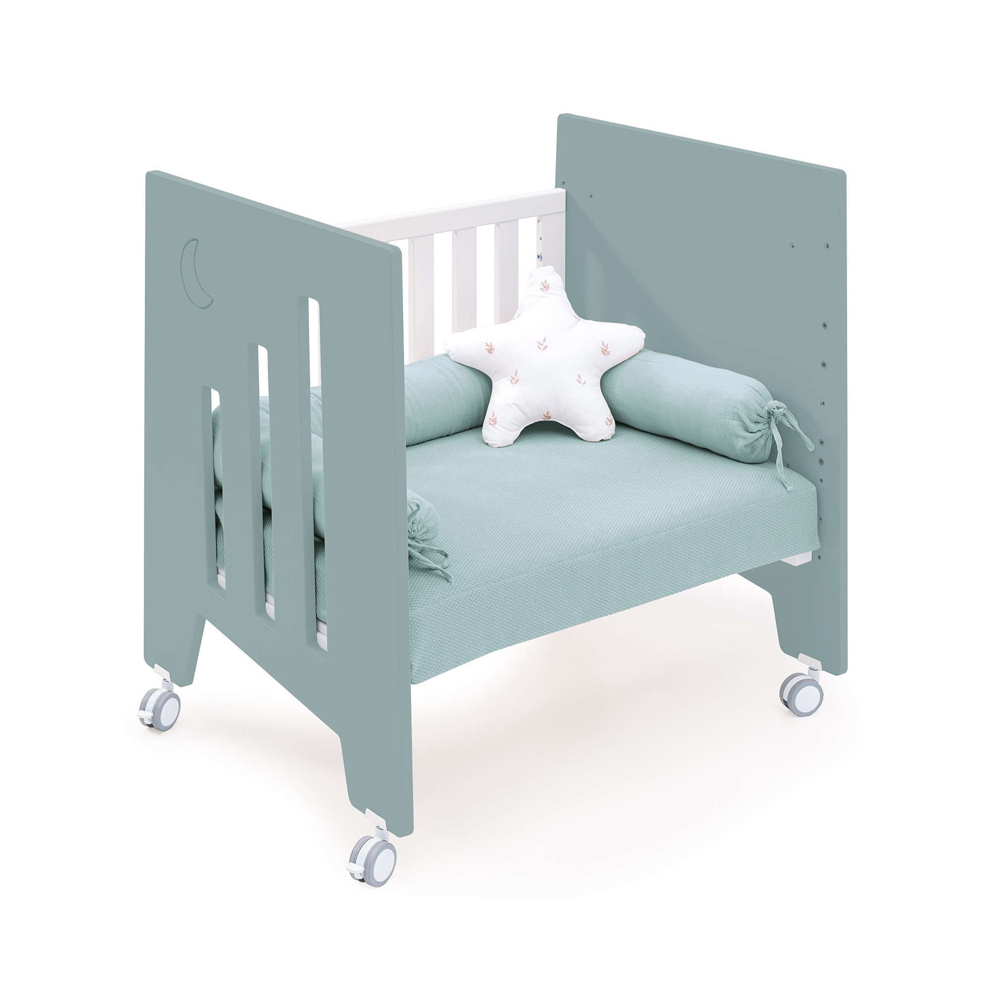 Minicuna 60x80 cm y cuna 60x120 cm (7en1) verde eucalipto · Omni Tre Eucalyptus C181T-M7757
