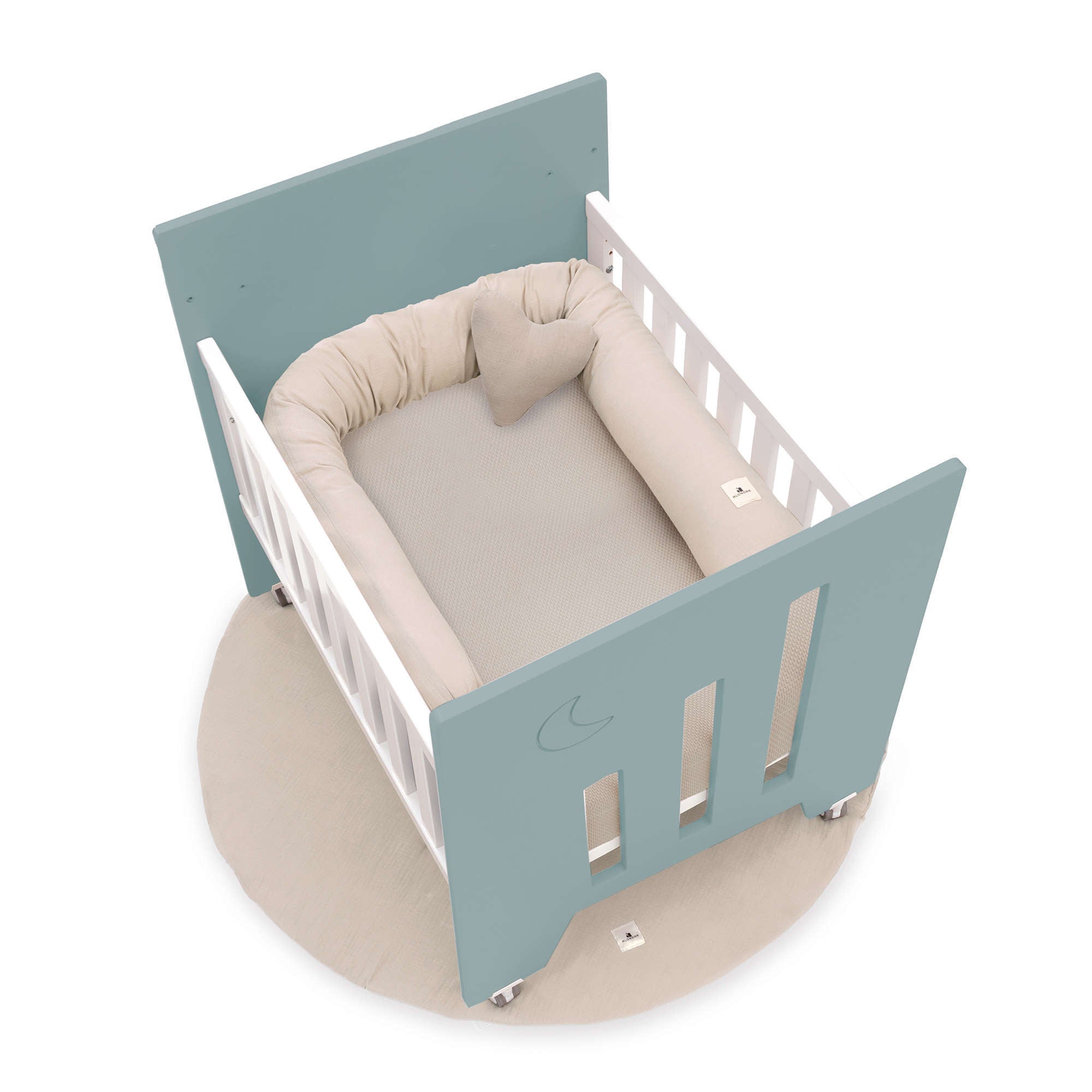 Minicuna colecho (5en1) con ruedas 60x80 cm verde eucalipto · Omni Uno Eucalyptus C181A-M7757