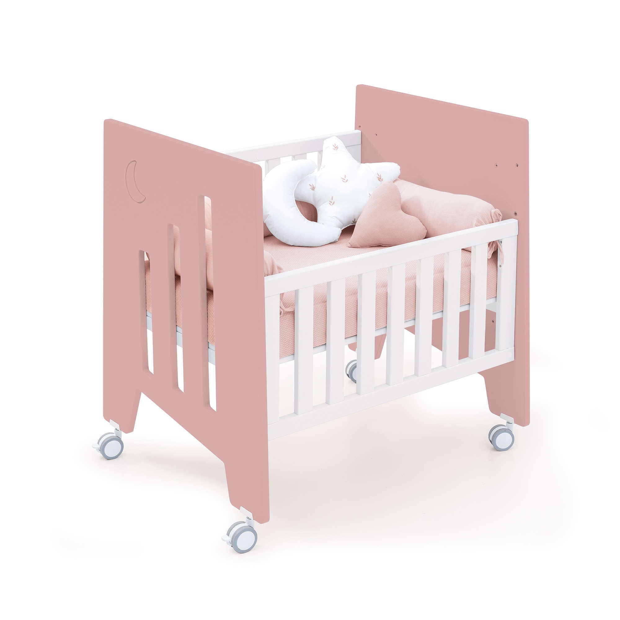 Minicuna colecho (5en1) con ruedas 60x80 cm rosa · Omni Uno Quarzo C181A-M7759