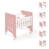 Minicuna colecho (5en1) con ruedas 60x80 cm rosa · Omni Uno Quarzo C181A-M7759