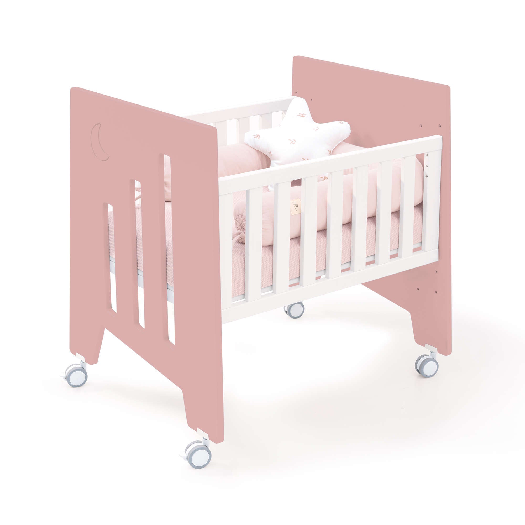 Minicuna colecho (5en1) con ruedas 60x80 cm rosa · Omni Uno Quarzo C181A-M7759