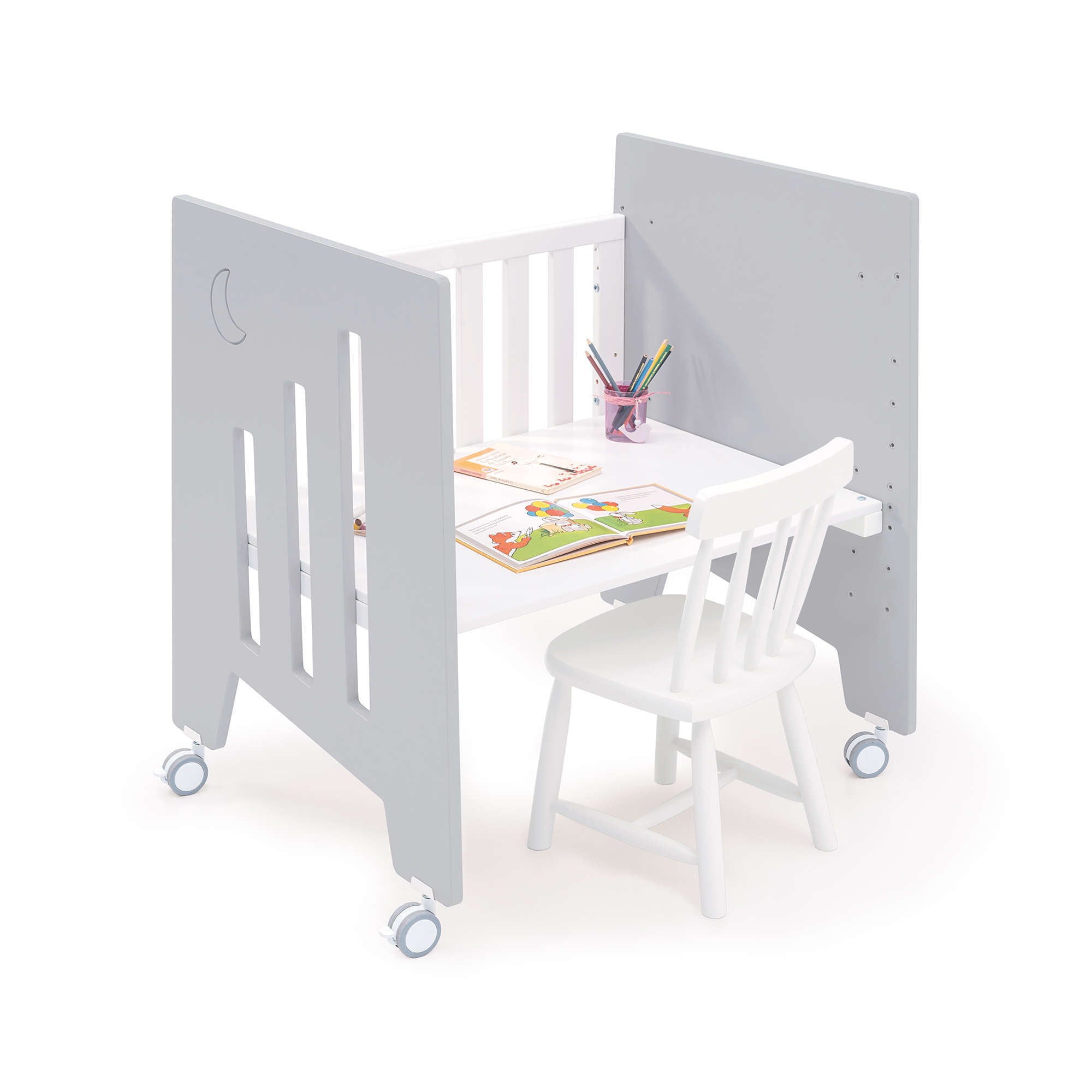 Minicuna 60x80 cm y cuna 60x120 cm (7en1) gris · Omni Tre Grey C181T-M7778