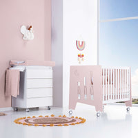 Minicuna 60x80 cm y cuna 60x120 cm (7en1) rosa claro · Omni Tre Flamingo C181T-M7742