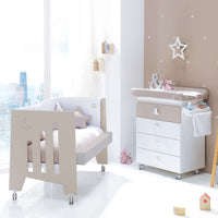 Cuna OMNI beige 60x120 con colecho para pegar a la cama