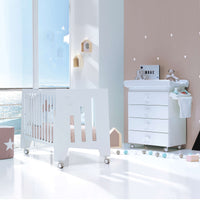 Cuna colecho OMNI blanca con bañera cambiador lacado blanco mate