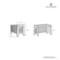 Set de cuna 60x120 cm y bañera para bebé en blanco y verde eucalipto