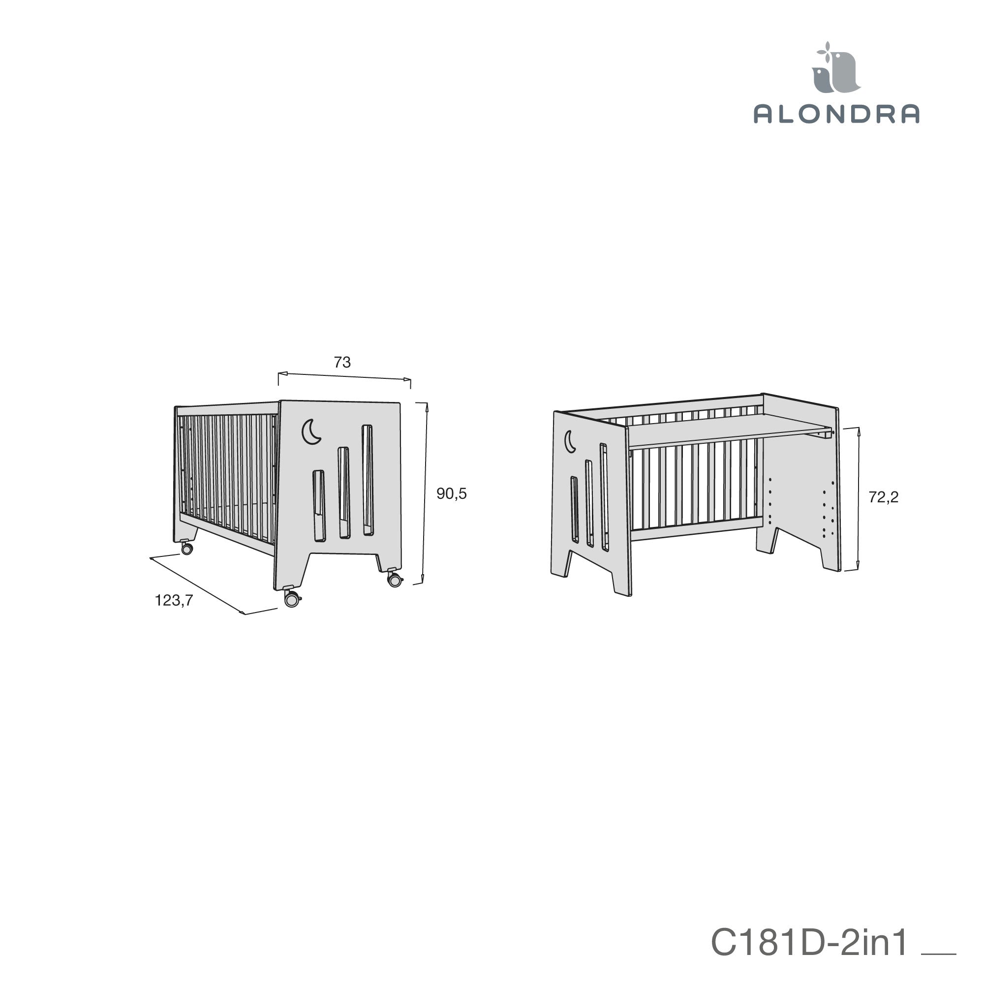 Set de cuna 60x120 cm y bañera para bebé en blanco y verde eucalipto