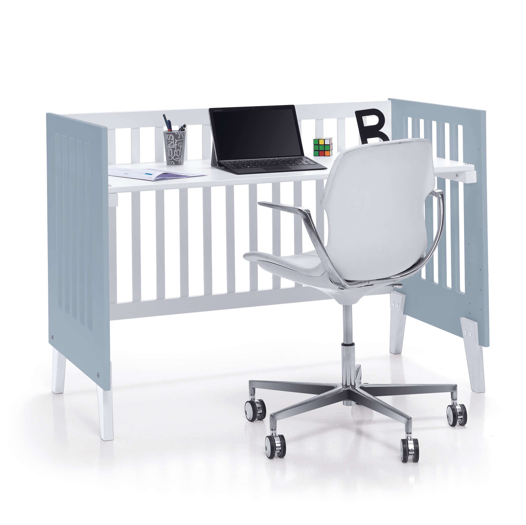 Dormitorio infantil grande en blanco y azul para niños · Style Plus+ Blu denim