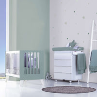 Minicuna y cuna todo en uno (7en1) blanca/verde eucalipto · Nexo Tre Eucalyptus C187T-M7757