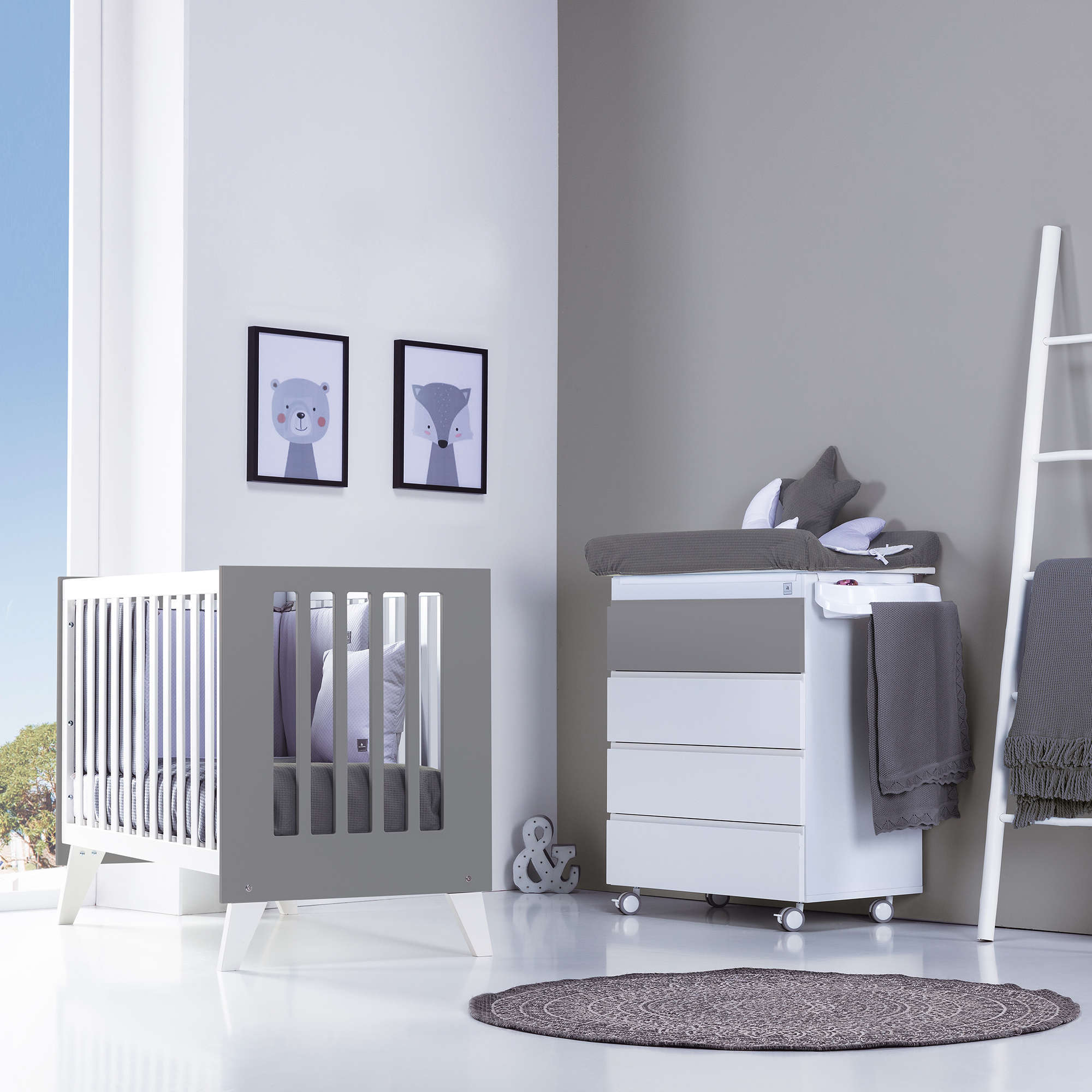 Cuna colecho 60x120 cm (4en1) blanco/antracita · Nexo Due Antracita C187D-M7758